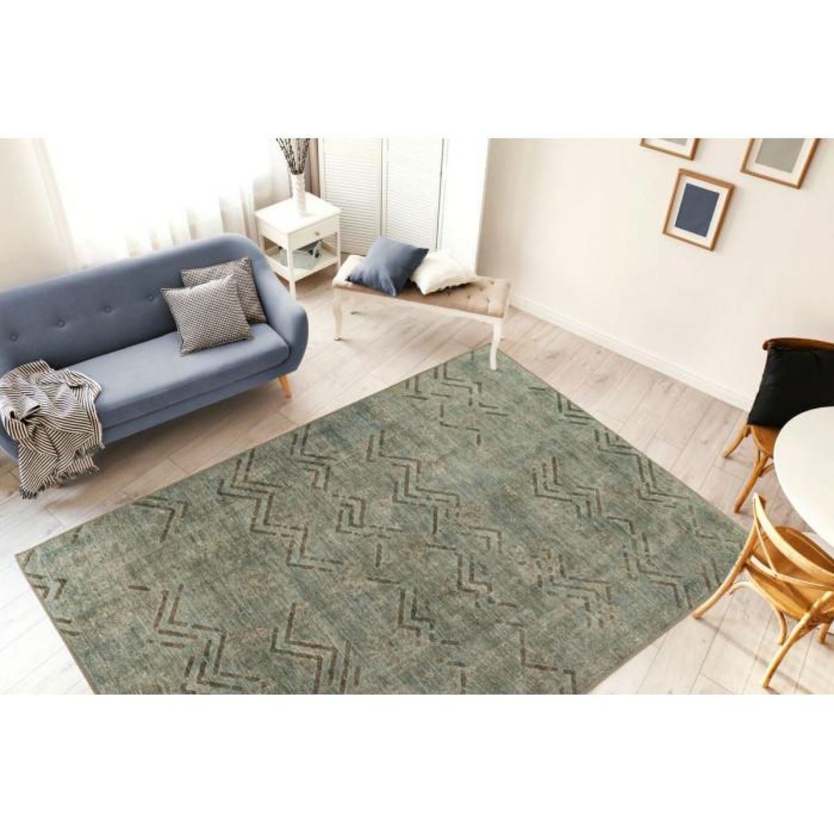 Paris Prix Tapis Tissé à Poils Courts  Antique  Kaki