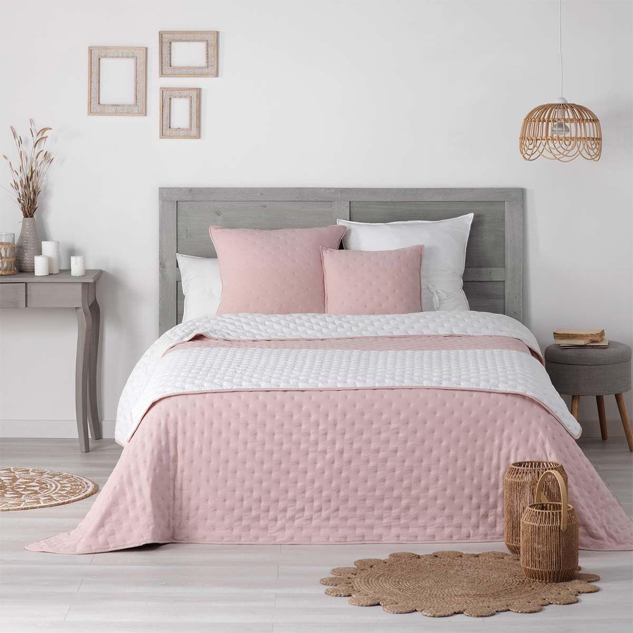Voir la diapositive 5 : Douceur d'Intérieur Housse de coussin  mellow  60x60cm rose & blanc
