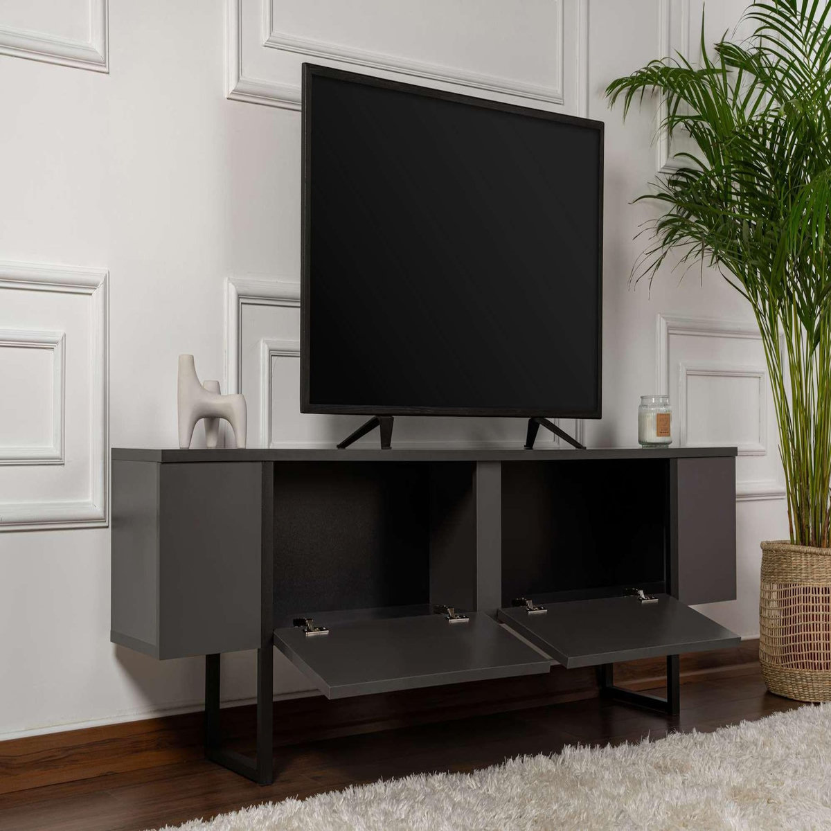 Habitat et Jardin Meuble TV en bois  Serenity  180 x 30 x 50 cm - Anthracite