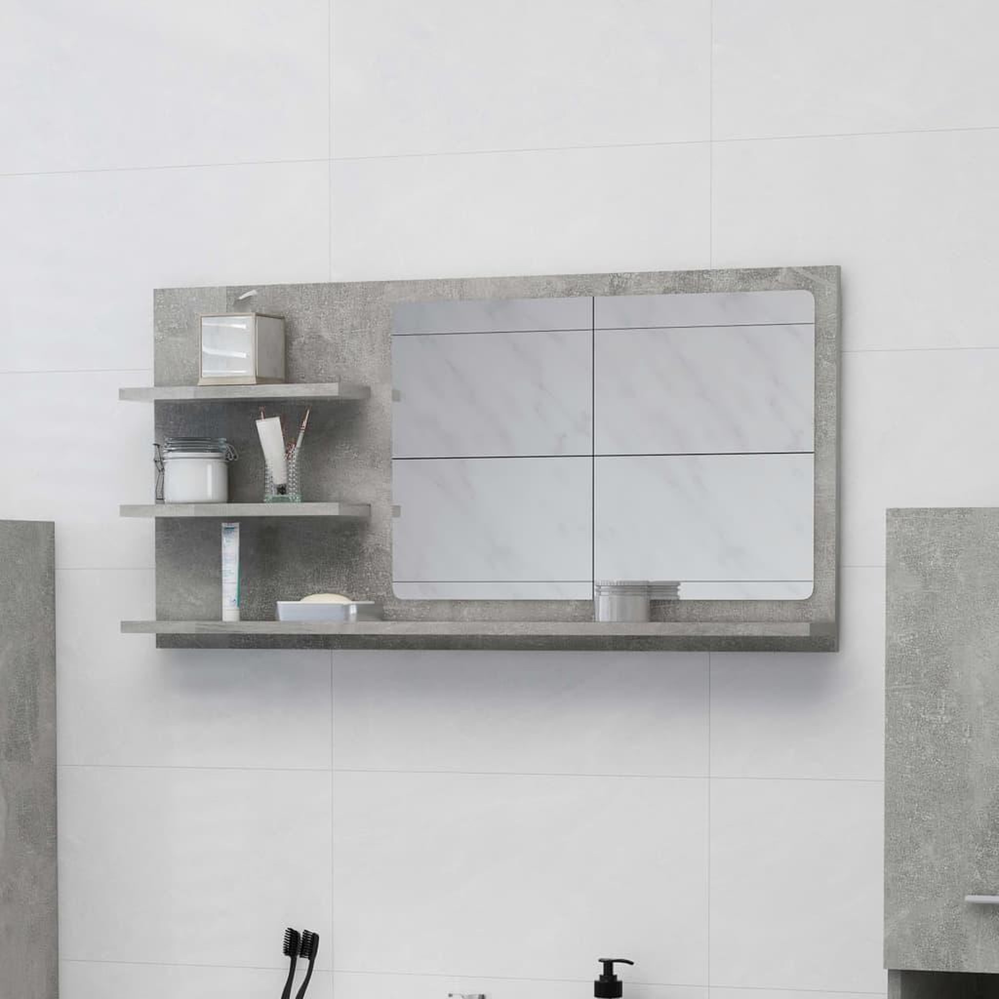 Voir la diapositive 1 : VIDAXL Miroir de salle de bain gris beton bois d'ingenierie