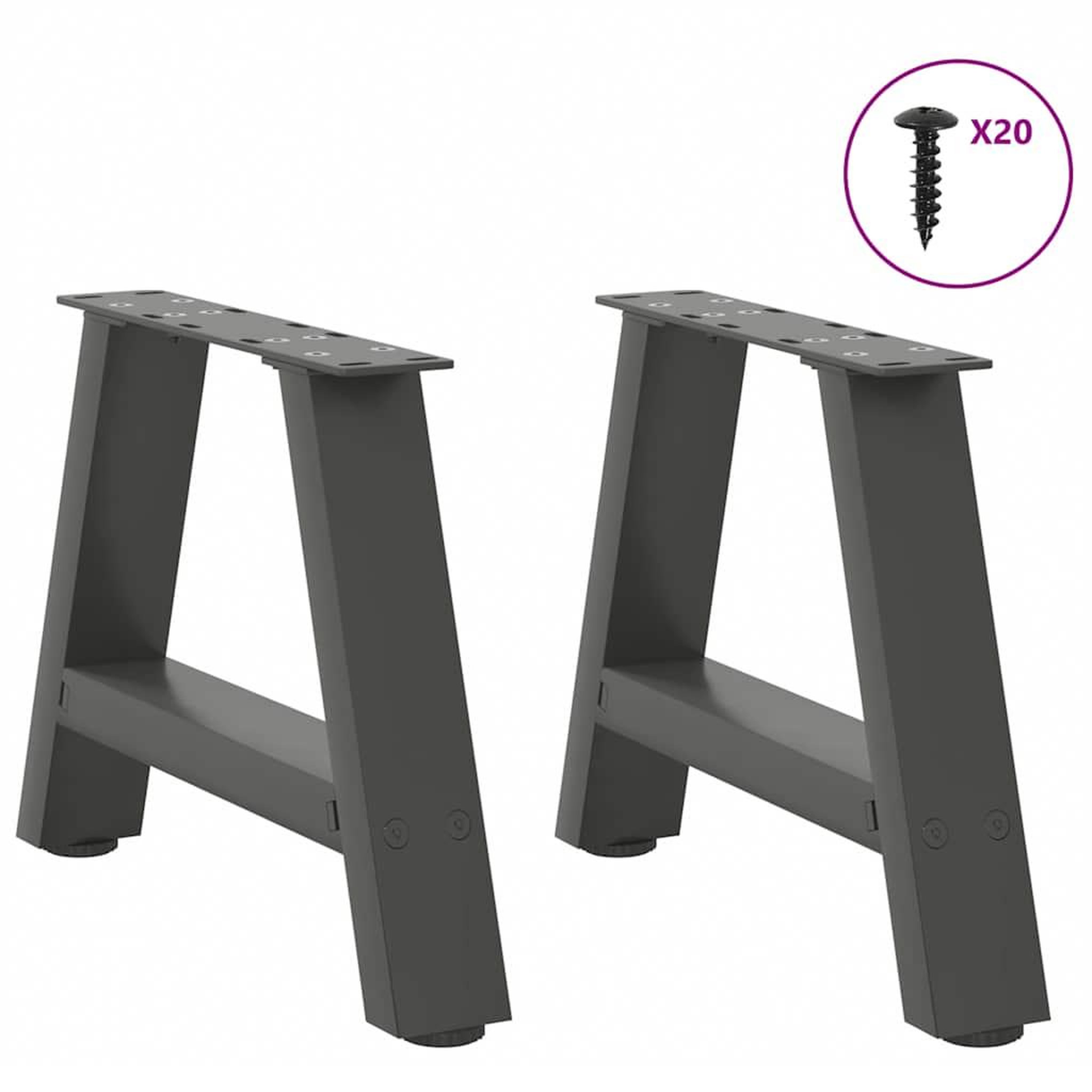 Voir la diapositive 3 : VIDAXL Pieds de table basse forme de A 2 pcs anthracite 40x(30-31) cm