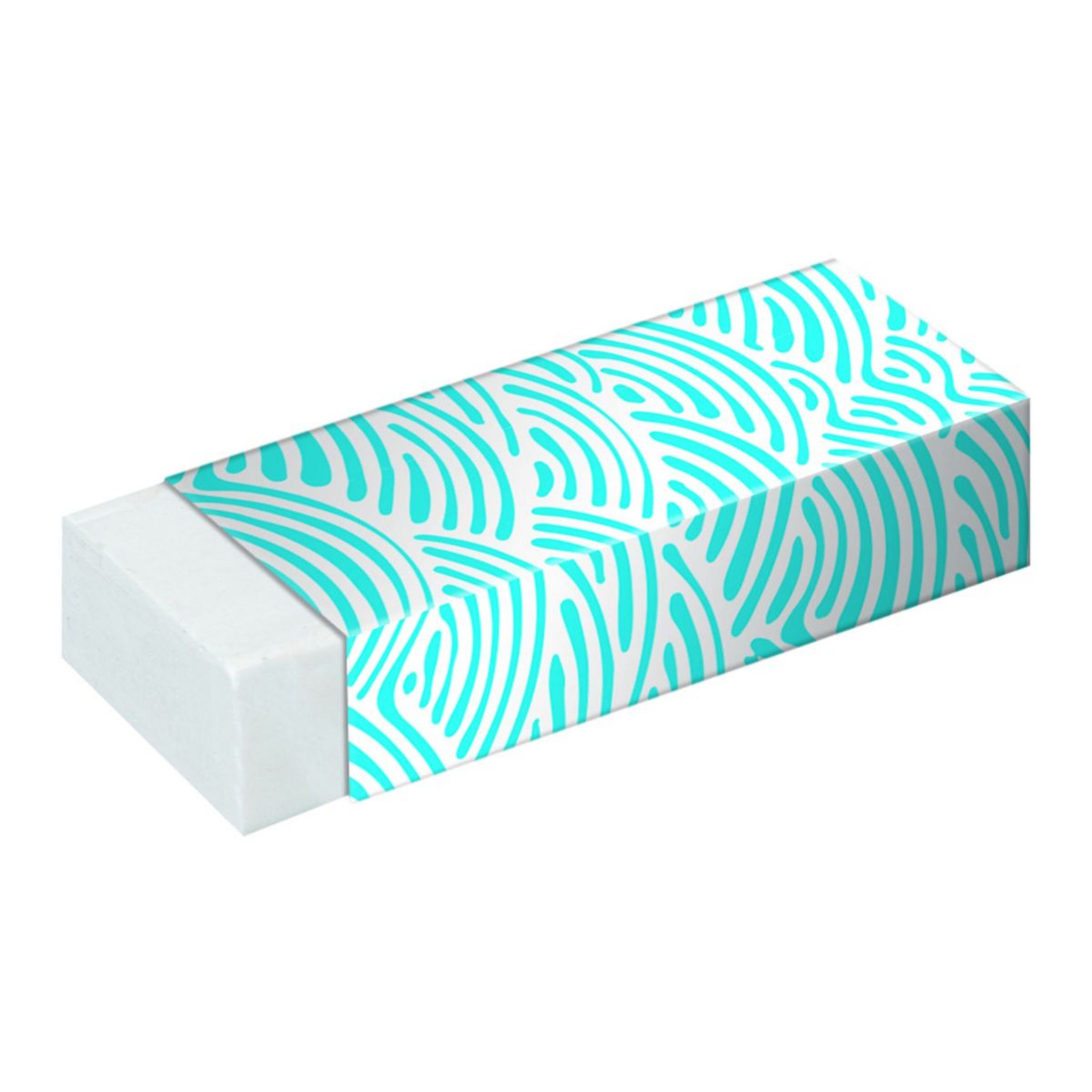 AUCHAN Lot de 2 gommes blanches rectangulaires avec fourreau motif bleu