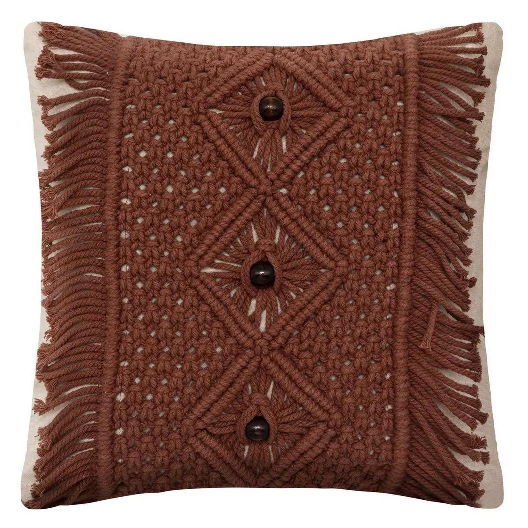 ATMOSPHERA Coussin déco macramé  alicante  40x40cm marron