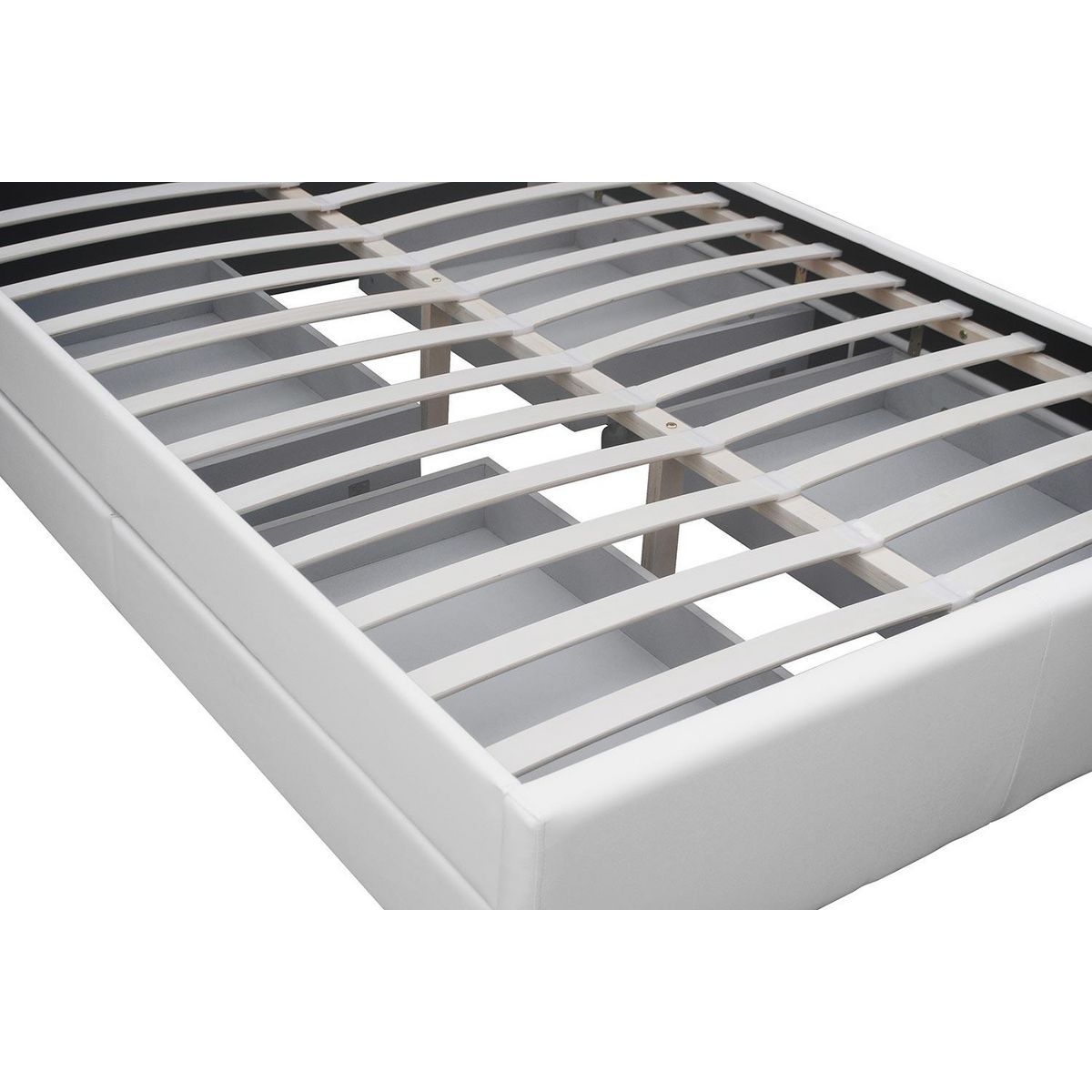 CONCEPT USINE Structure de lit LED avec rangements 160 x 200 cm blanc ENFIELD