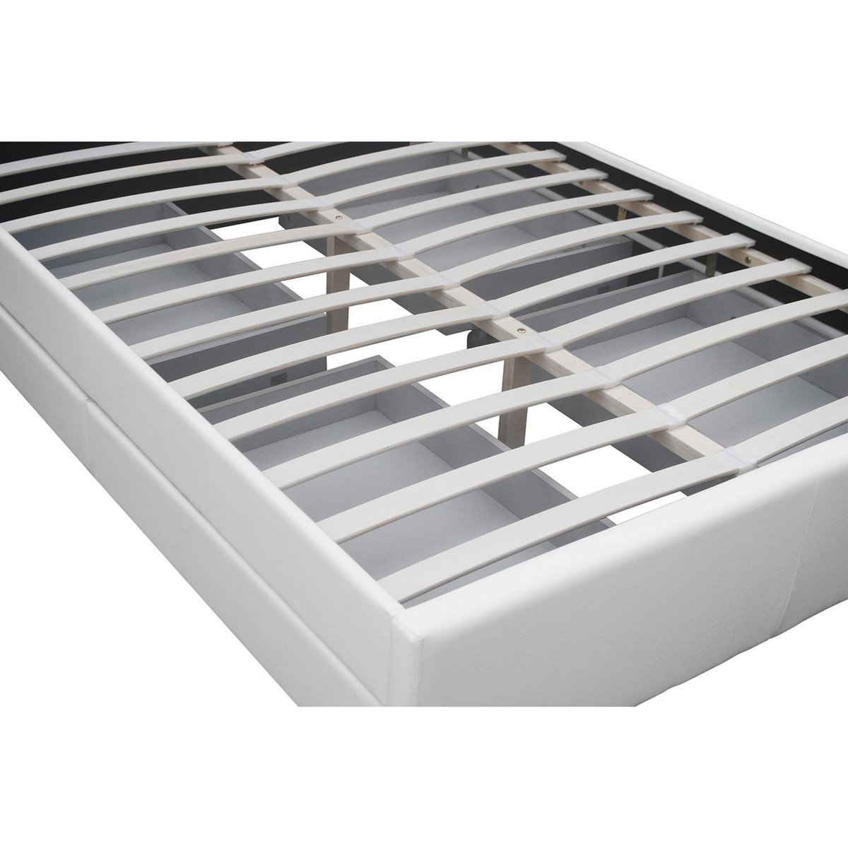 CONCEPT USINE Structure de lit LED avec rangements 160 x 200 cm blanc ENFIELD