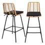 Voir la diapositive 1 : ID MARKET Lot de 2 tabourets de bar SUMMER effet rotin pied métal noir
