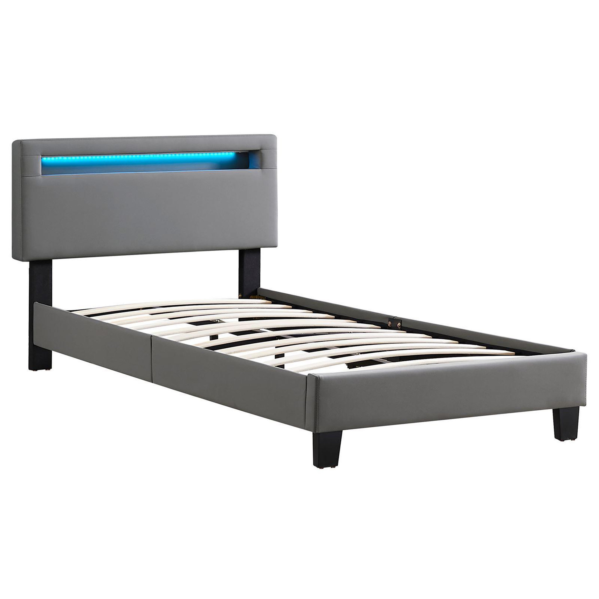Voir la diapositive 3 : IDIMEX Lit LED simple EVAN 90x190 cm, avec sommier, revêtement en synthétique