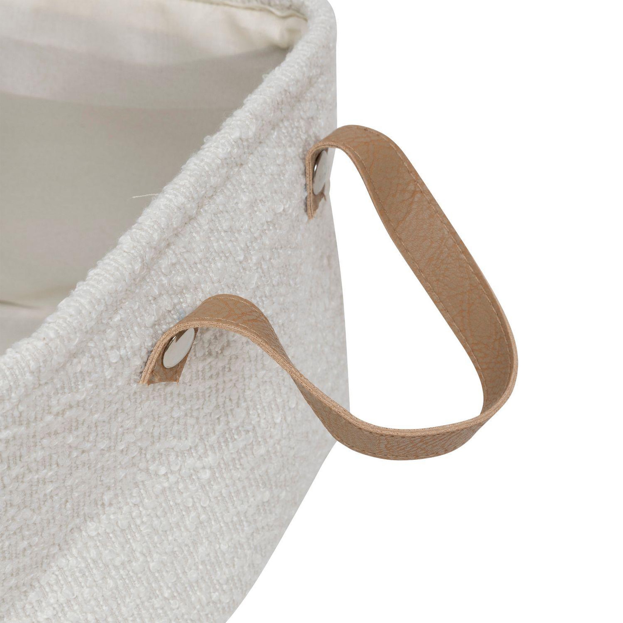 Voir la diapositive 6 : ATMOSPHERA Lot de 3 paniers rectangles effet bouclette loe - blanc