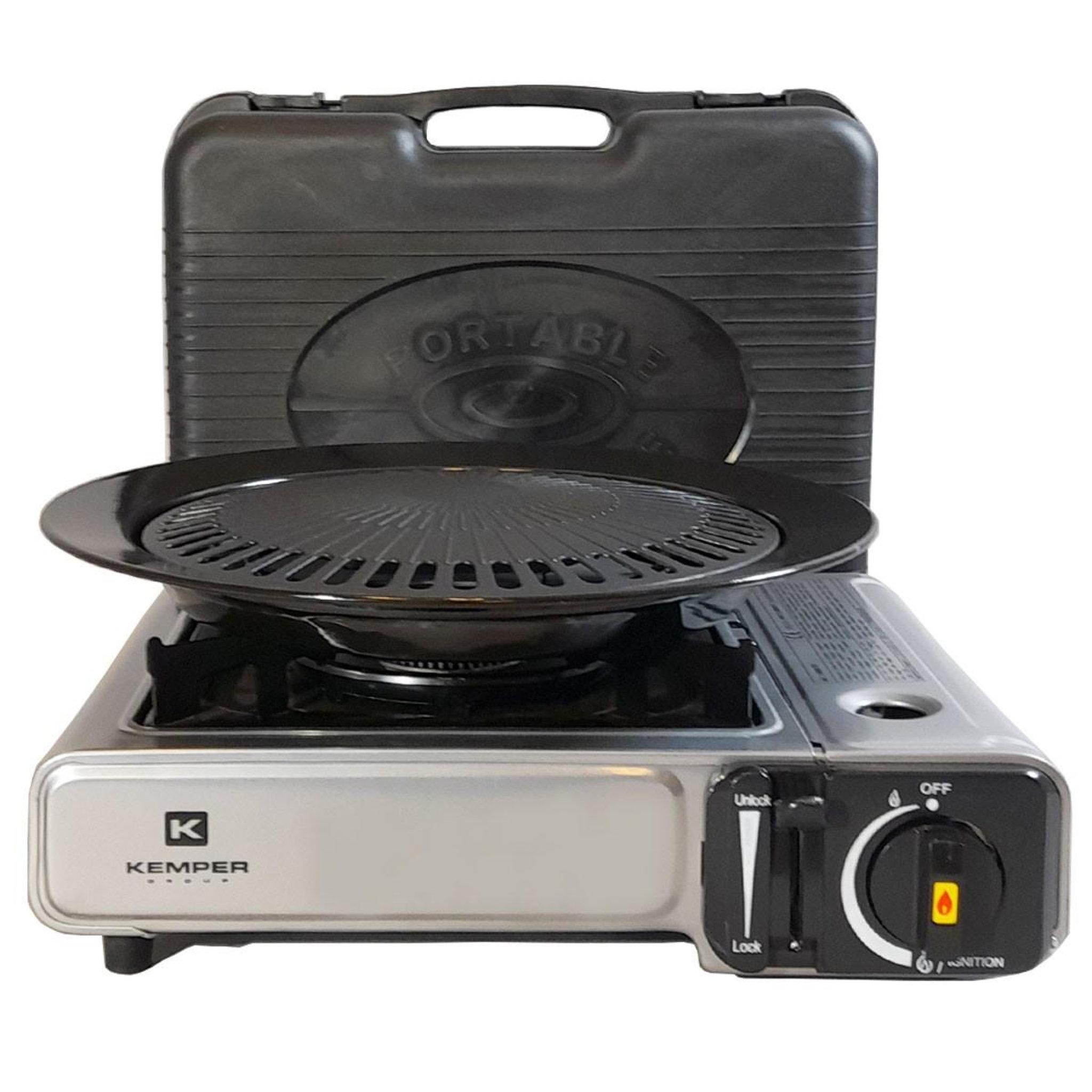 Voir la diapositive 3 : Kemper Barbecue gaz grill 2en1 réchaud gaz piézo 2200 w + 8 cartouches gaz butane kemper