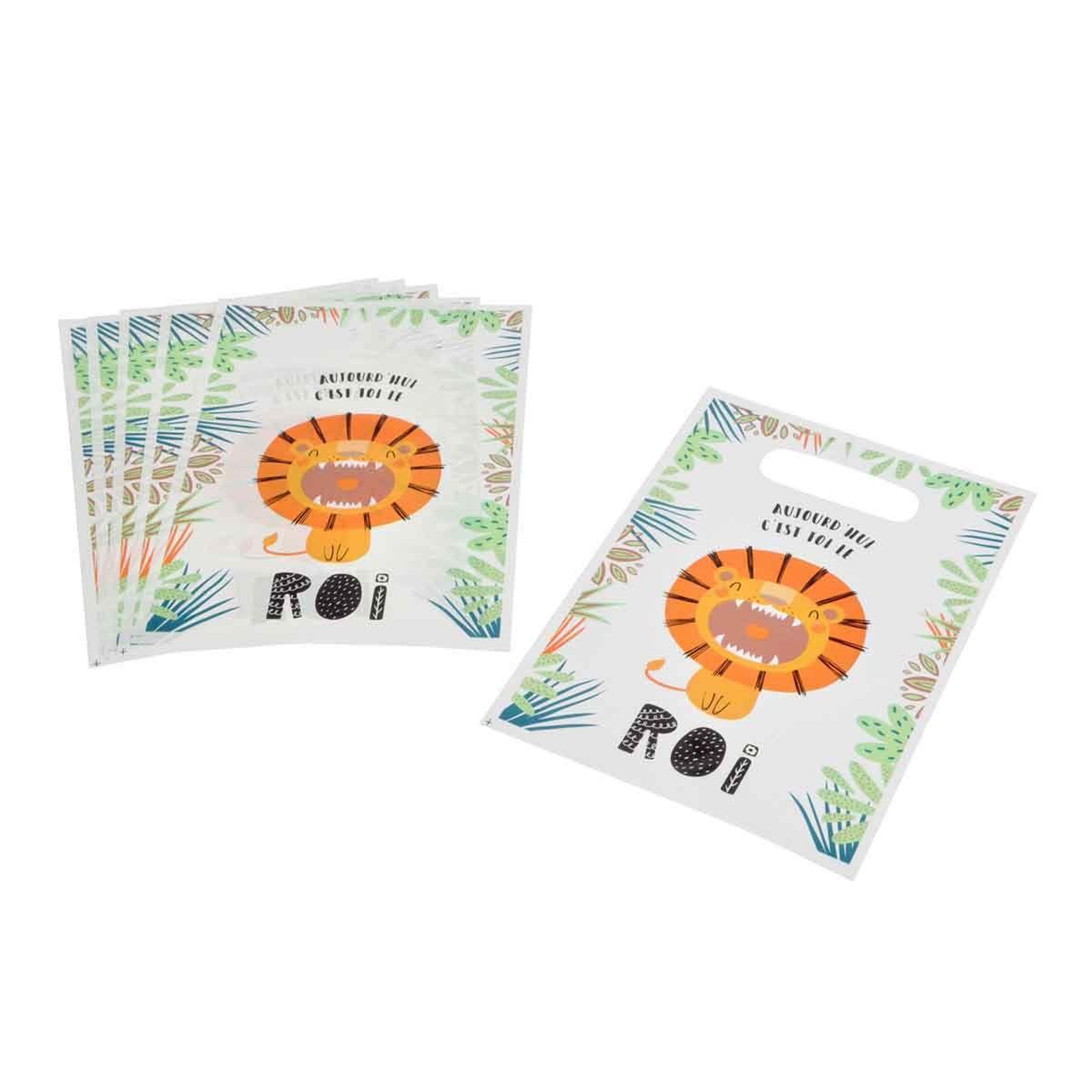 HOMEA Lot de 6 Sacs à Bonbons  Savane  23cm Vert & Orange