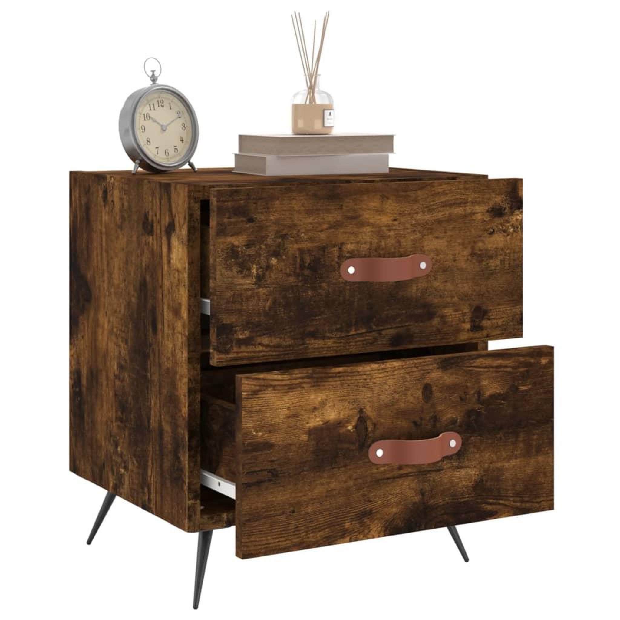 Voir la diapositive 3 : VIDAXL Tables de chevet 2pcs chene fume 40x35x47,5cm bois d'ingenierie