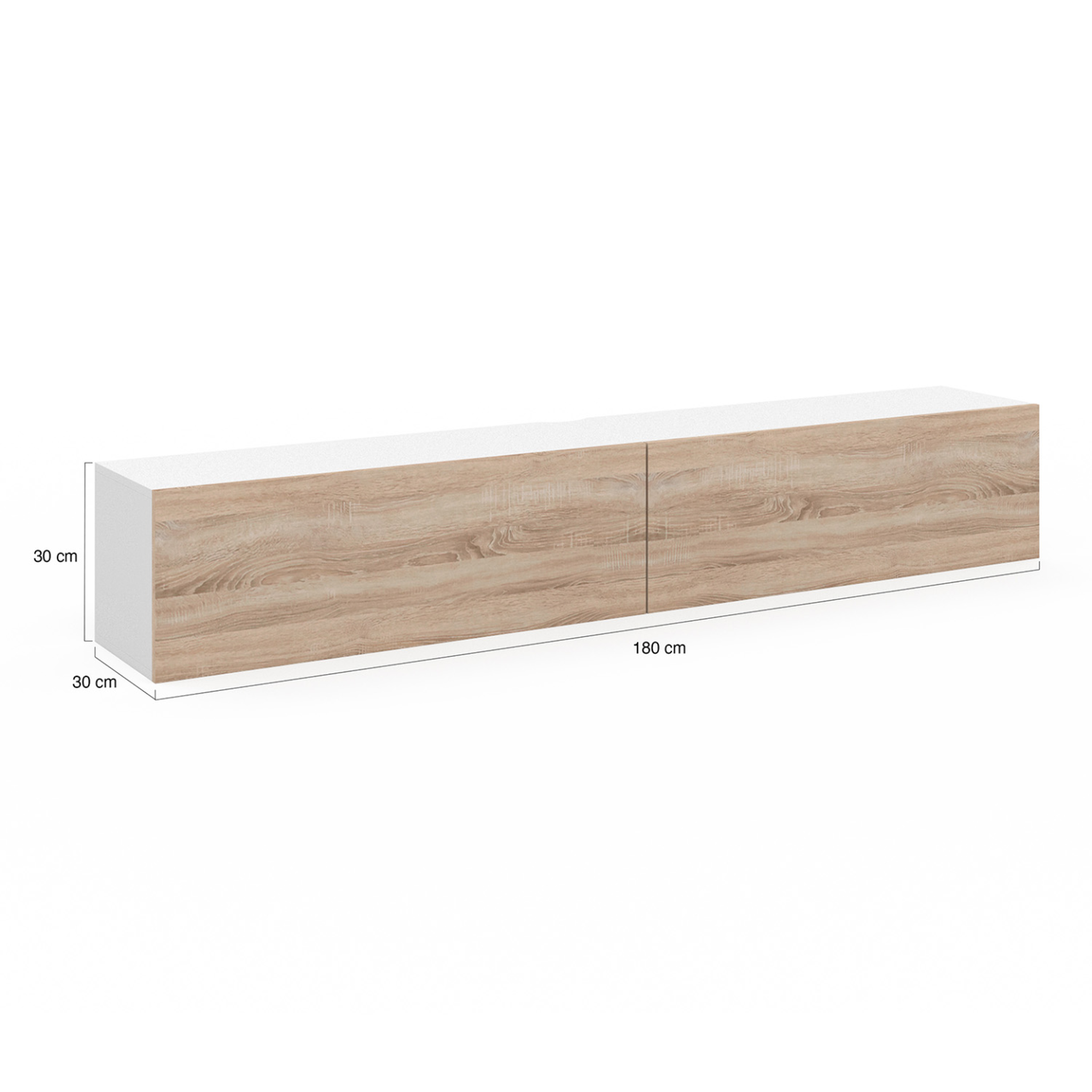 Voir la diapositive 5 : ID MARKET Meuble tv 180 cm suspendu elio 2 portes blanc et bois