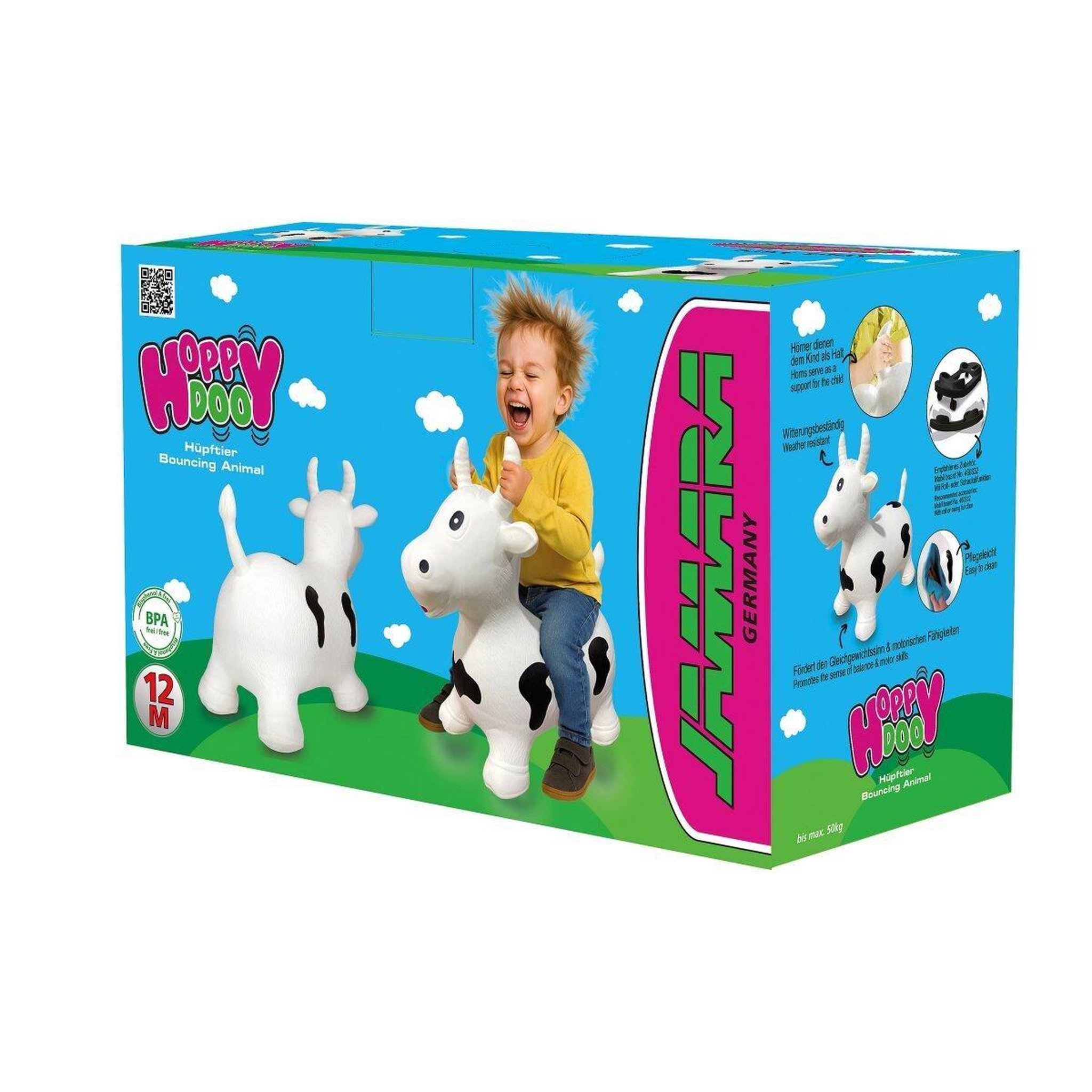 Voir la diapositive 4 : Jamara Animal rebondissante vache hoppydoo blanc/noir avec pompe