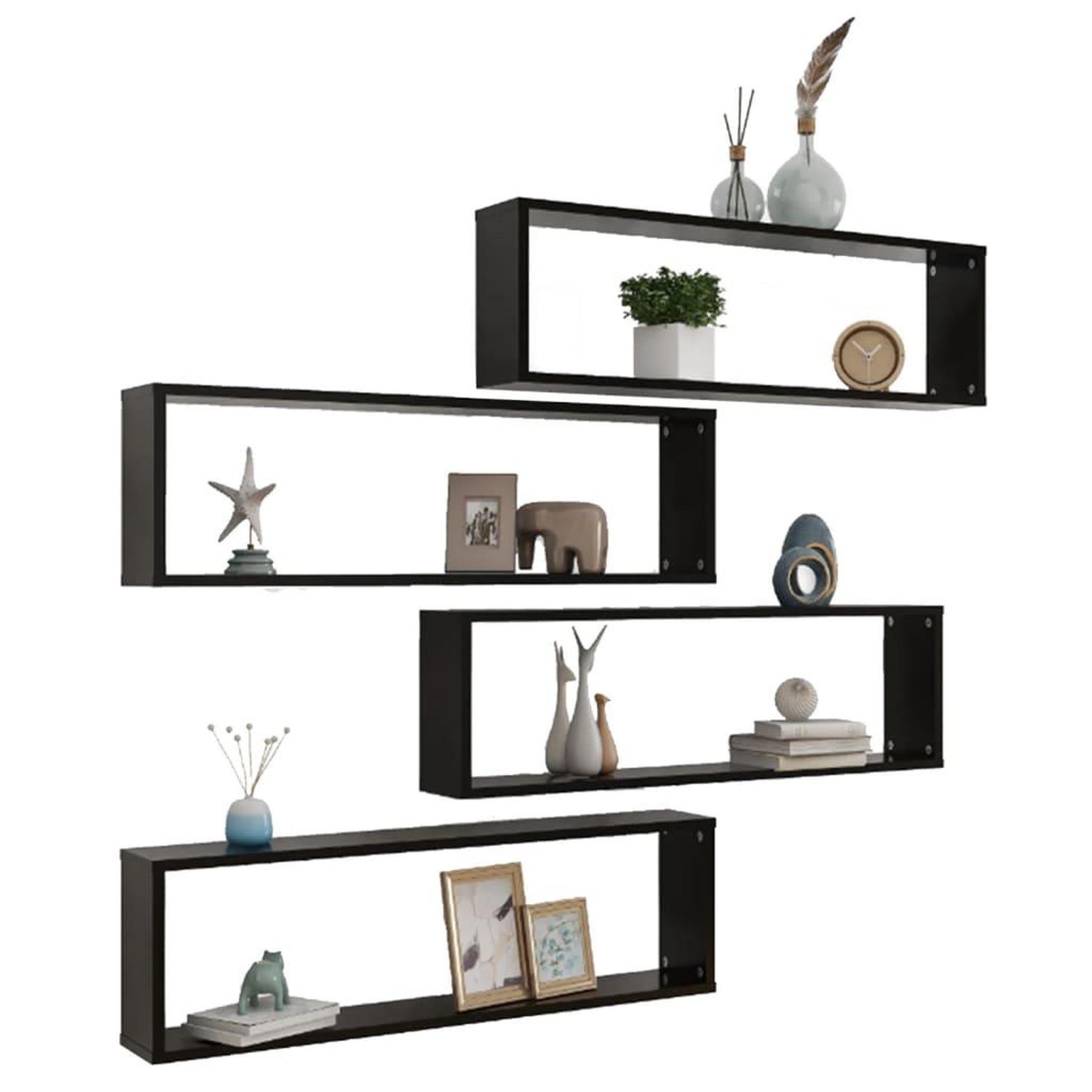 Voir la diapositive 3 : VIDAXL Etageres cube murales 4 pcs noir 100x15x30 cm bois d'ingenierie