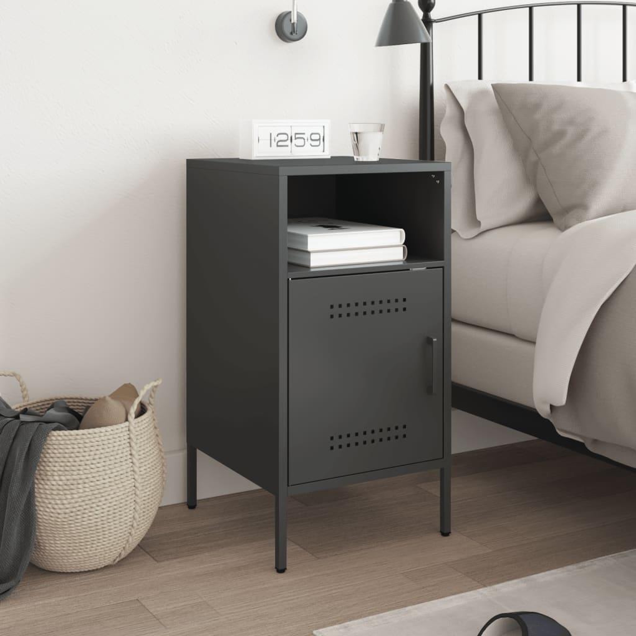 Voir la diapositive 3 : VIDAXL Table de chevet noir 36x39x68 cm acier