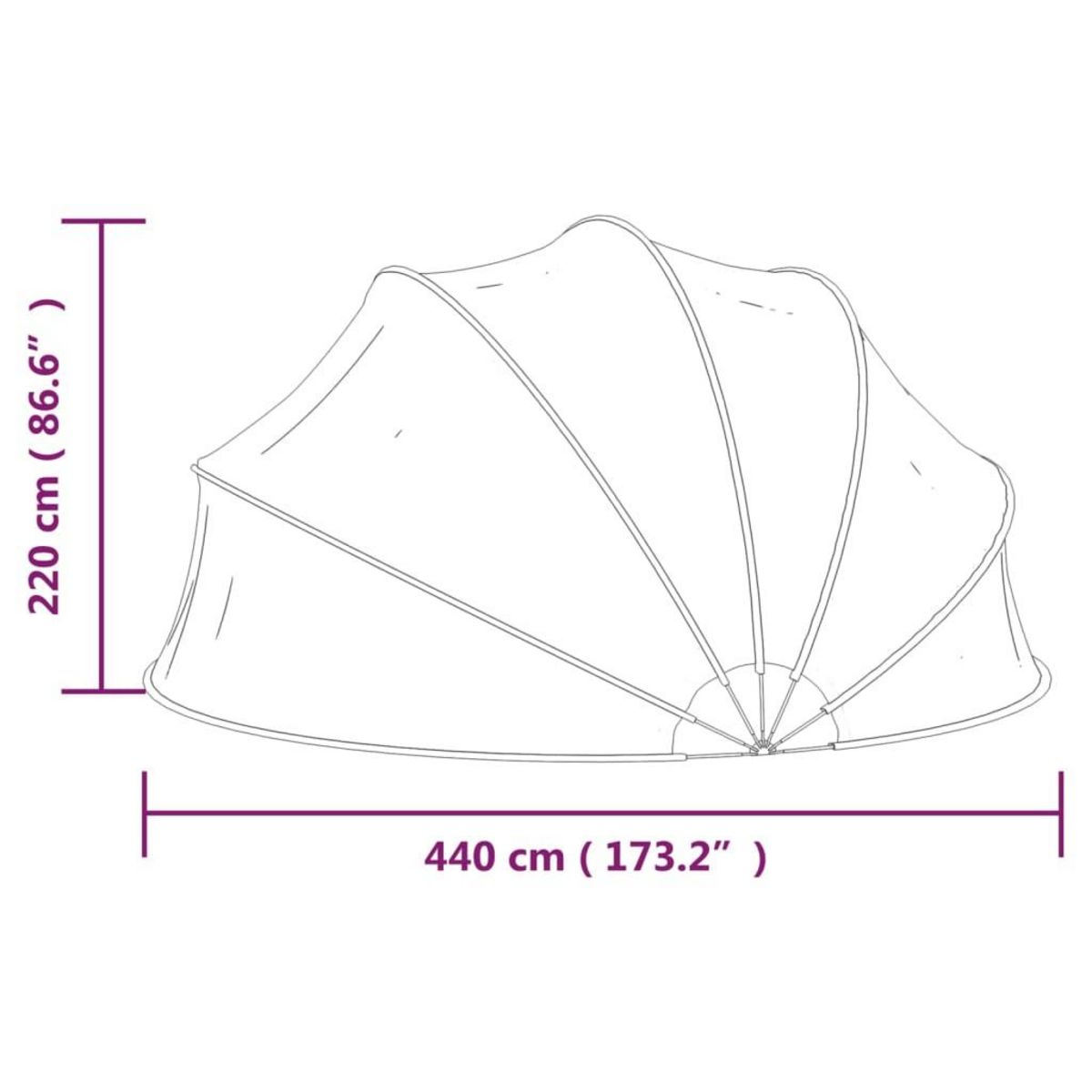 VIDAXL Dome de piscine 440 x 220 cm