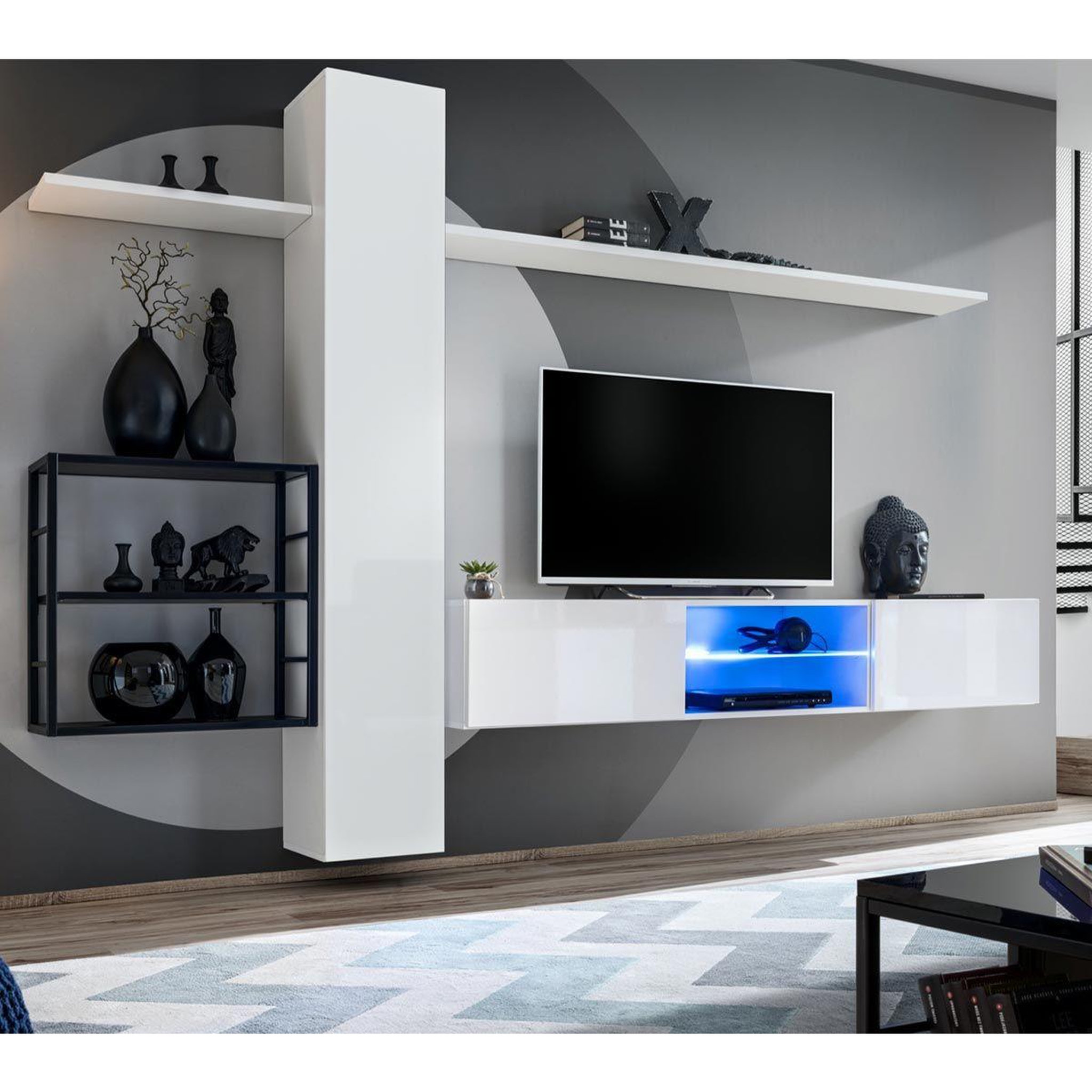 Paris Prix Ensemble meuble tv  switch v  270cm blanc & noir