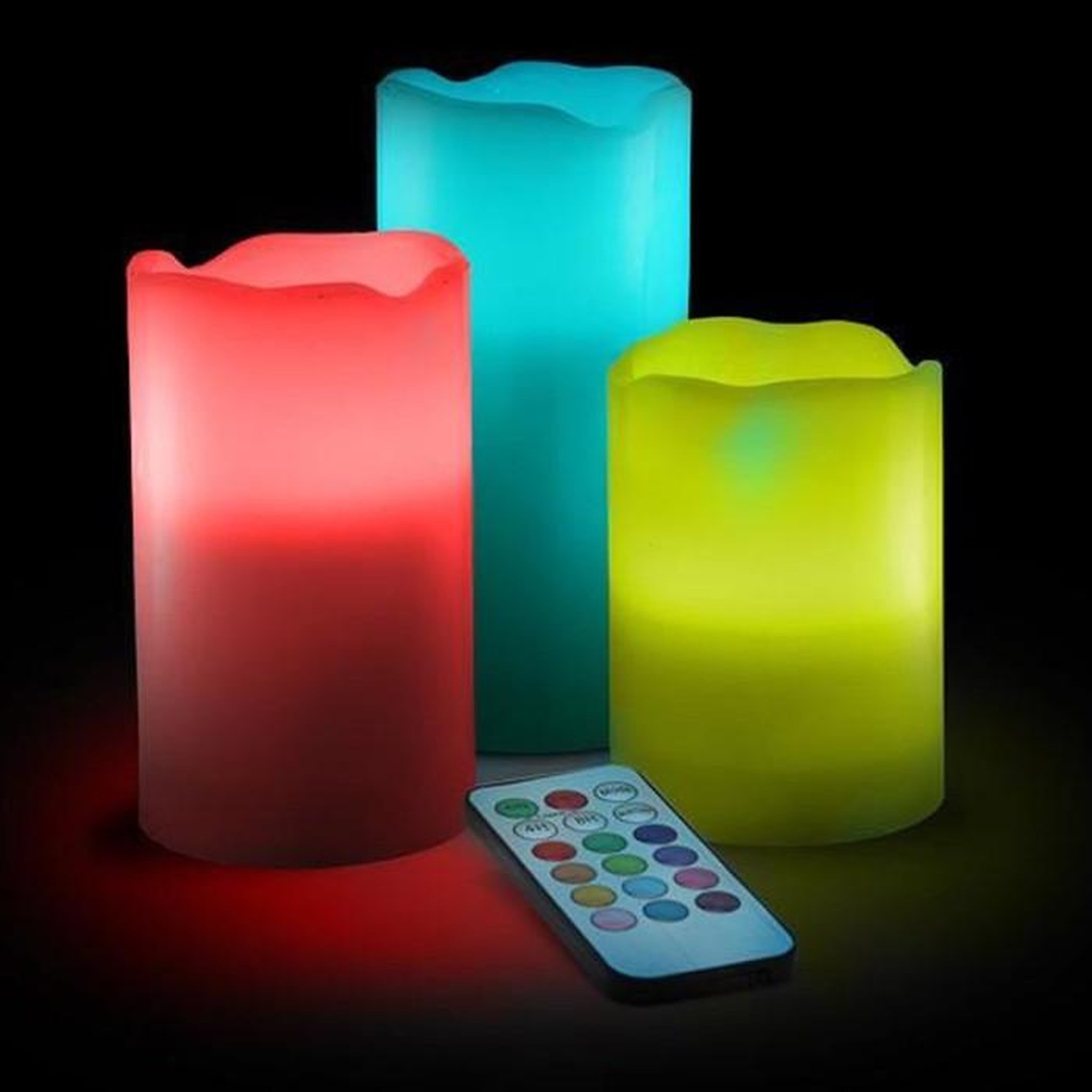 Voir la diapositive 4 : ATMOSPHERA Lot de 3 Bougies LED  12 Couleurs  20cm Multicolore