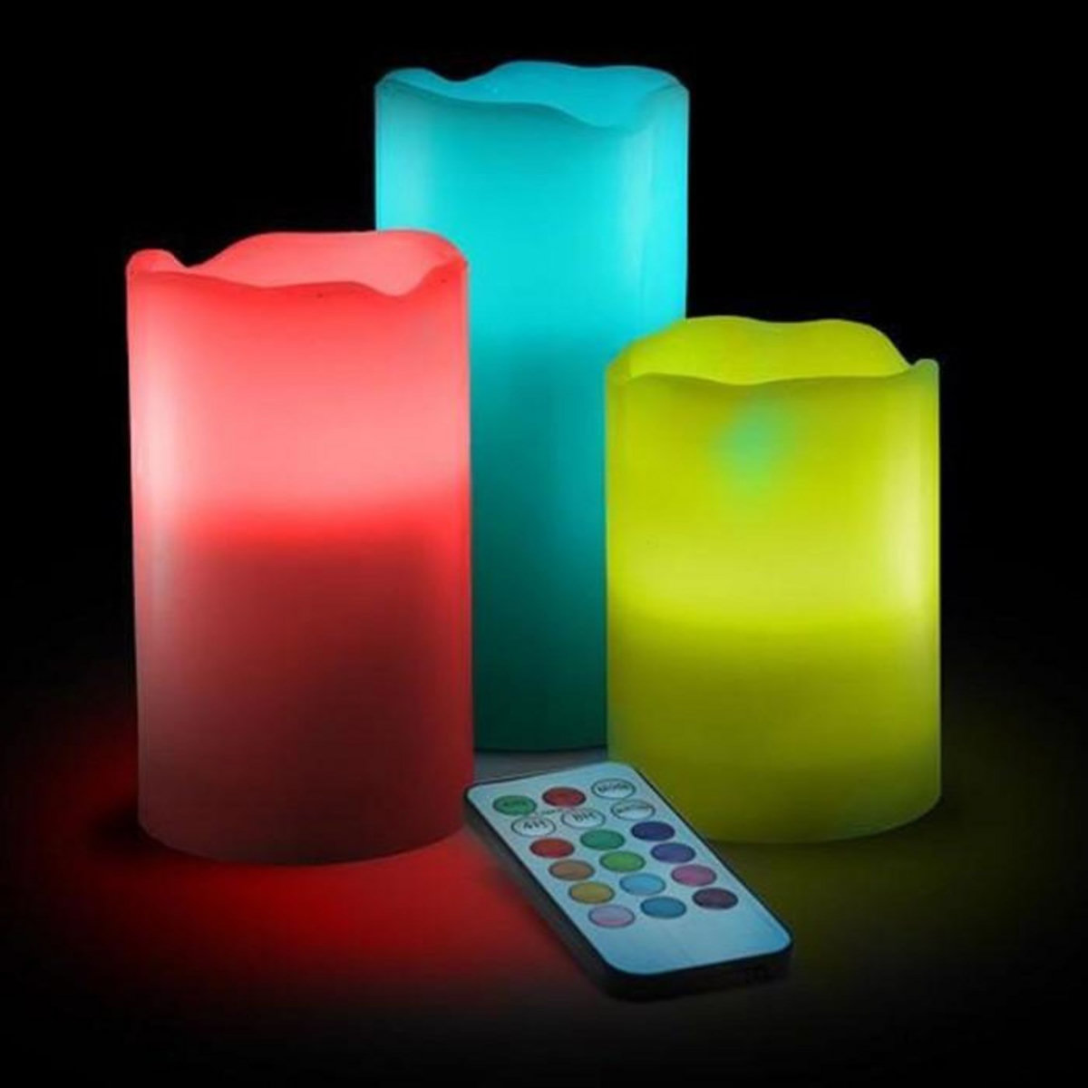 ATMOSPHERA Lot de 3 Bougies LED  12 Couleurs  20cm Multicolore
