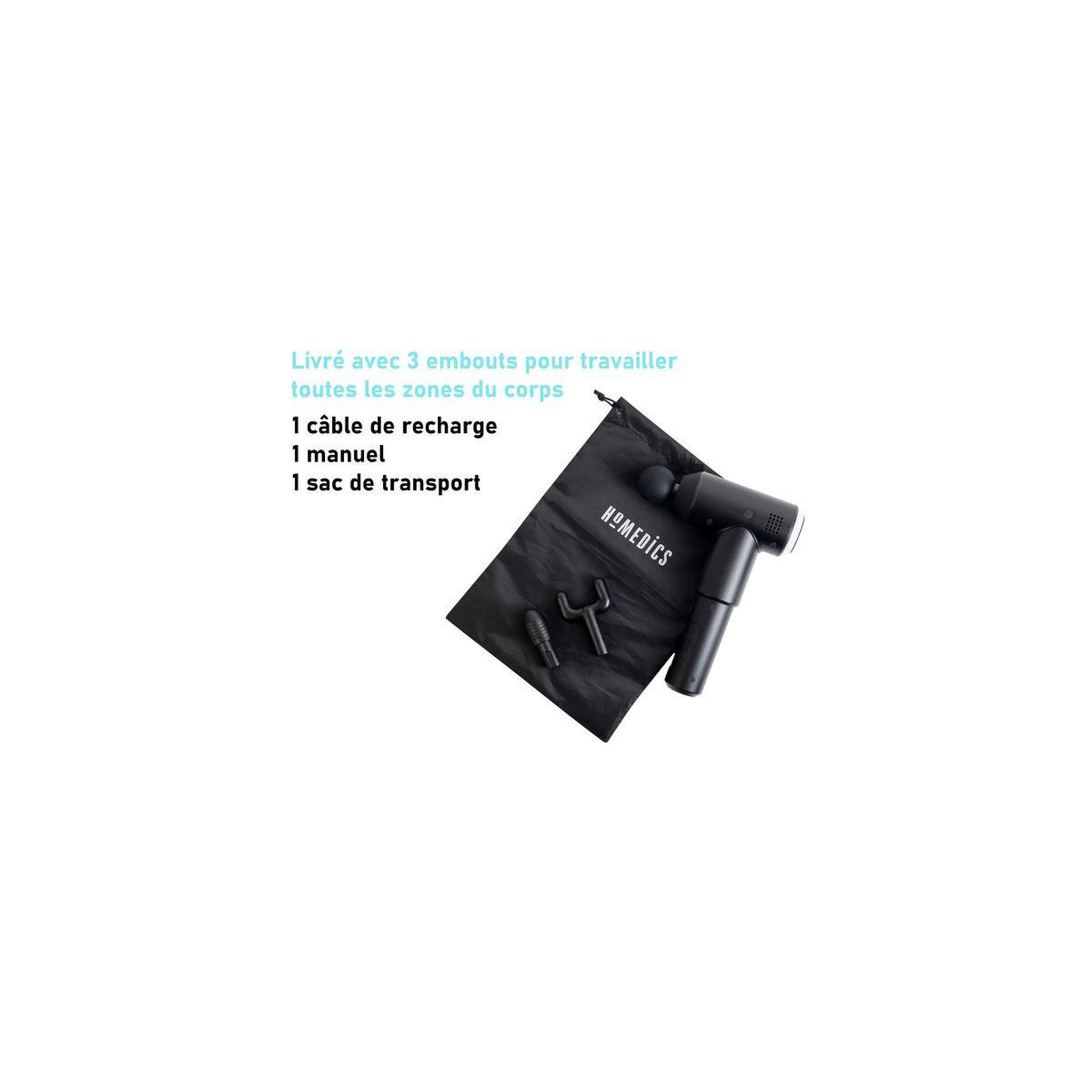 Voir la diapositive 2 : HOMEDICS Pistolet de massage par percussion PMG-200