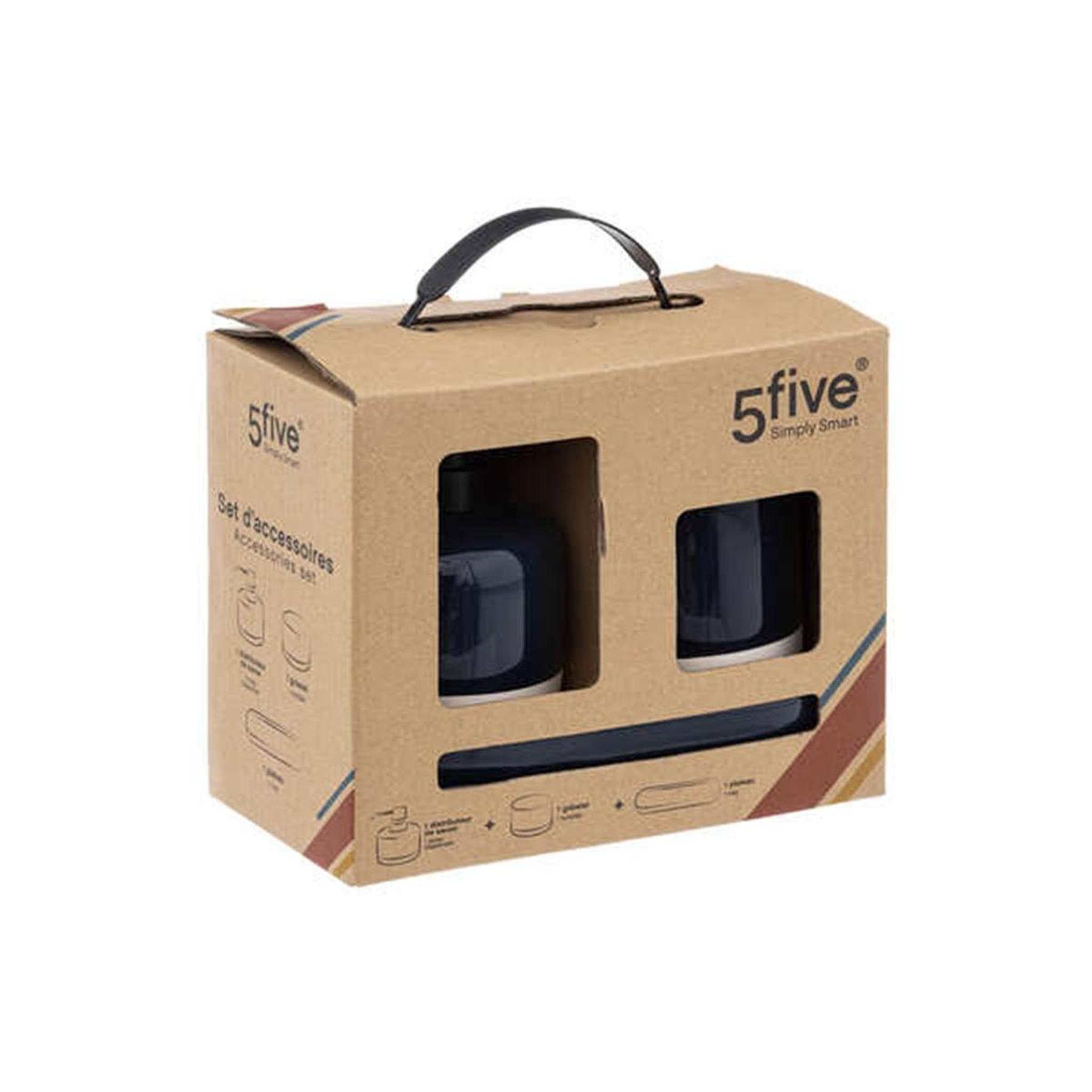 Voir la diapositive 5 : FIVE Lot de 3 accessoires salle de bain  solar  21cm pétrole