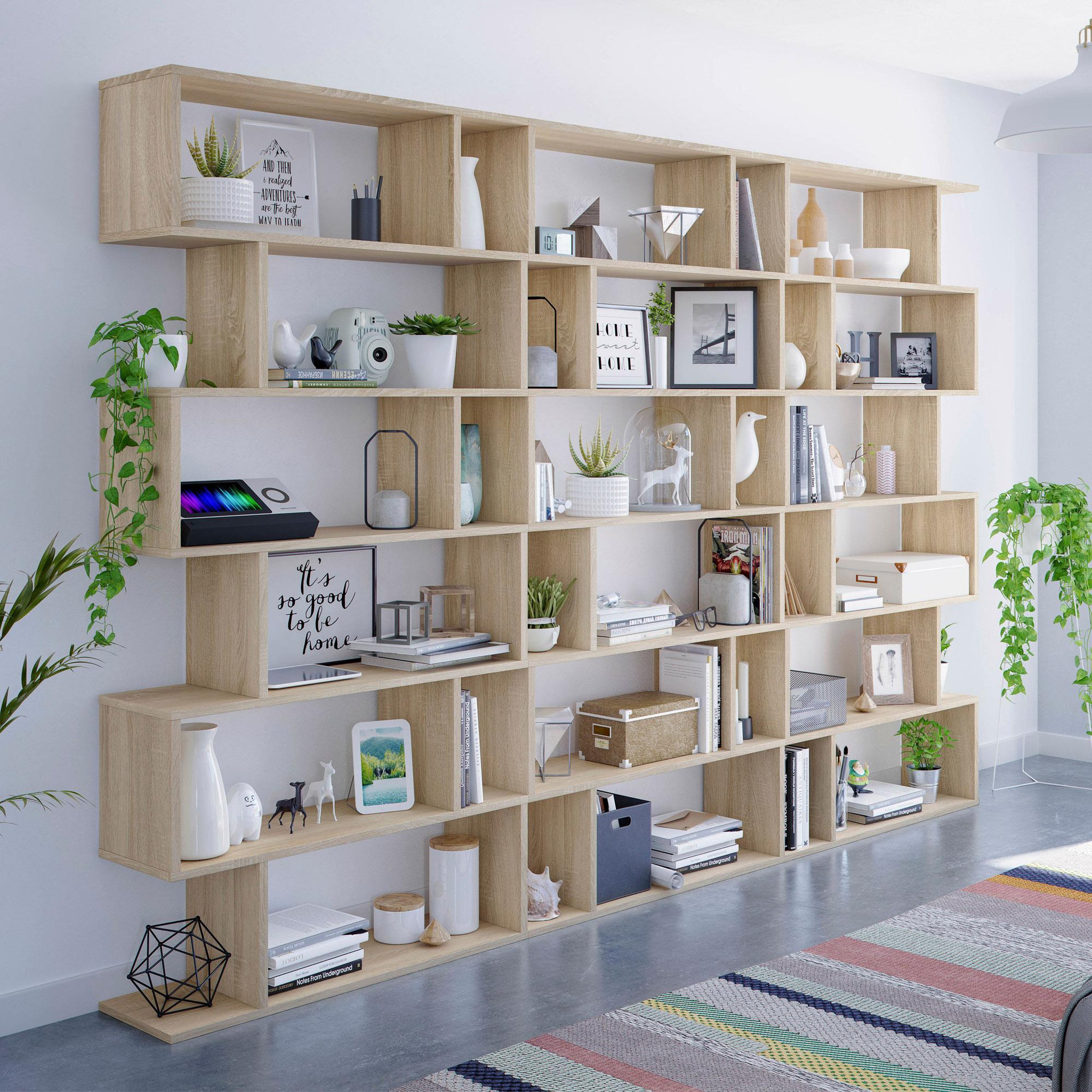 Voir la diapositive 5 : VS VENTA-STOCK Étagère Bibliothèque Bolonia Couleur Chêne 12 étagères, pour Salle à Manger ou Bureau