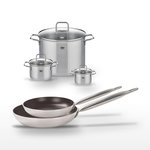 ELO Lot Poêles 28/32 cm Elo Bistro Line et Faitouts 12/16/26 cm Elo Citrin