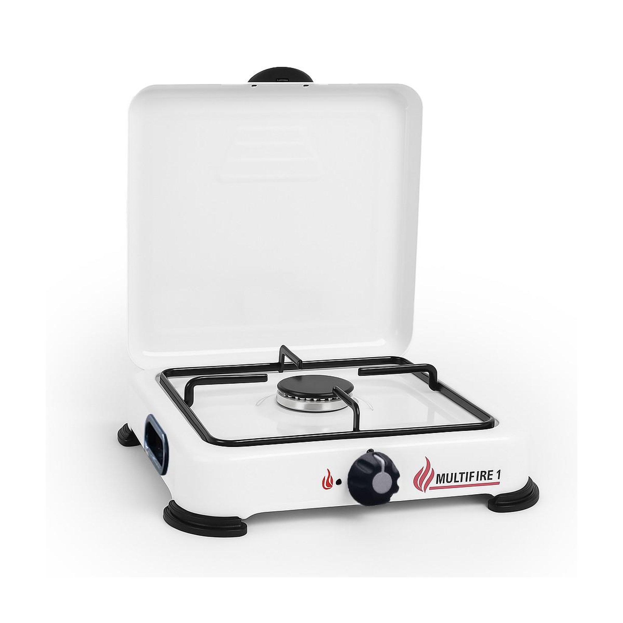 Voir la diapositive 2 : INTEC Réchaud à gaz 1 feu 1500W Brûleur fonte amovible Lavable Gaz butane ou propane Blanc laqué Grille Couvercle GOLD