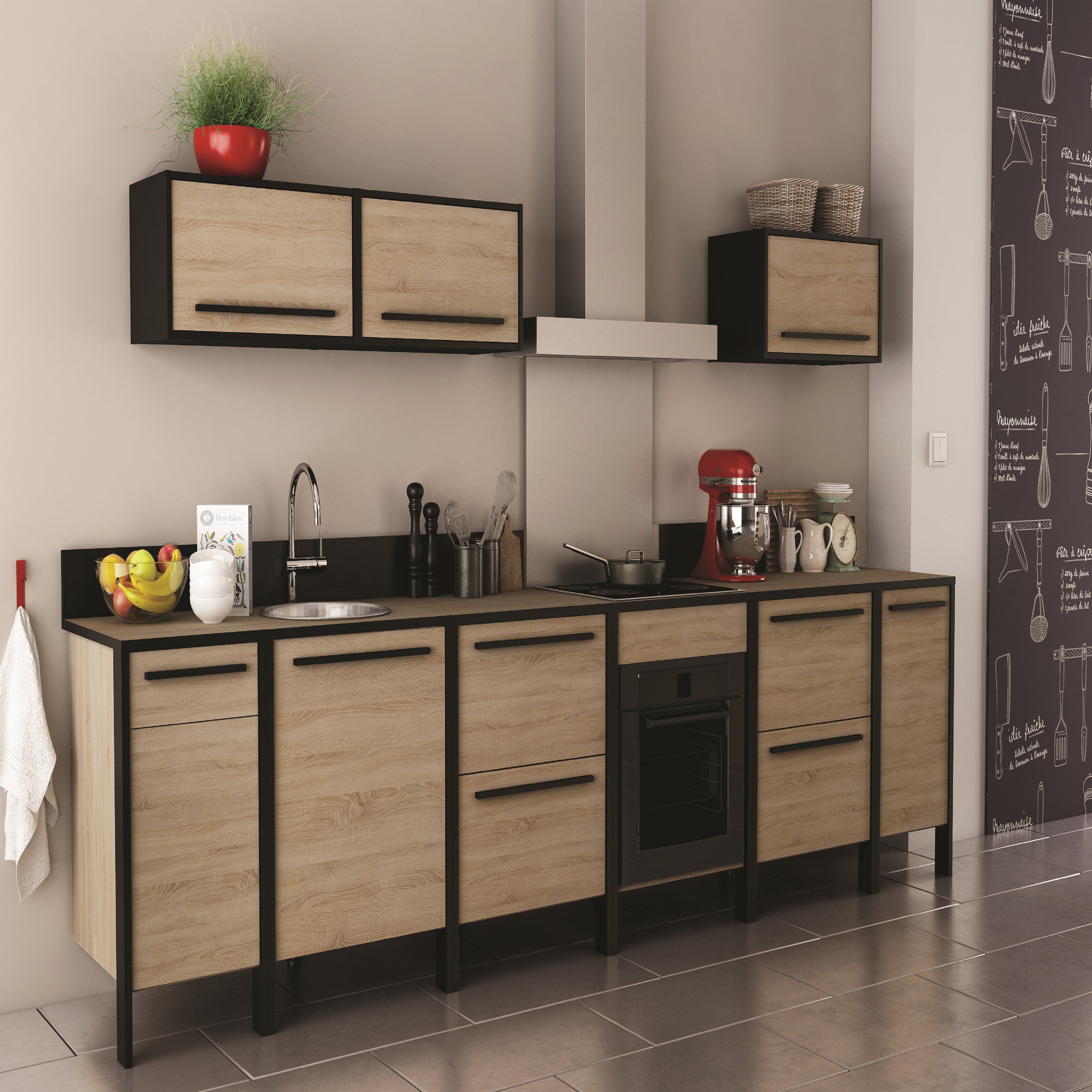 Voir la diapositive 6 : Meuble de cuisine haut 1 porte style industriel L44cm BRICKHOUSE