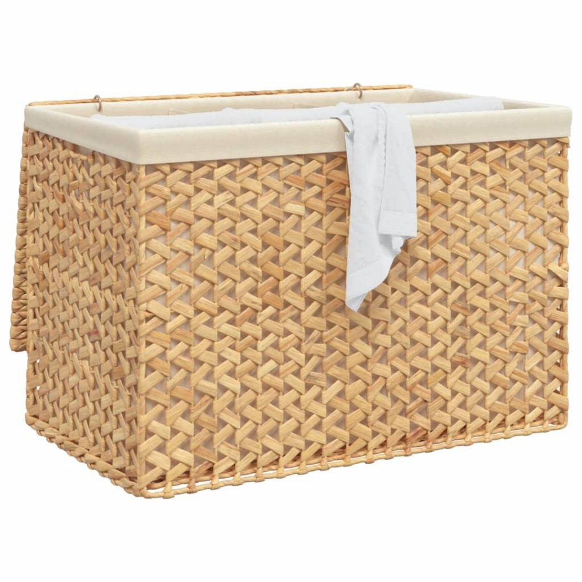 VIDAXL Panier a linge avec 3 sections 75x42,5x52 cm hyacinthe d'eau