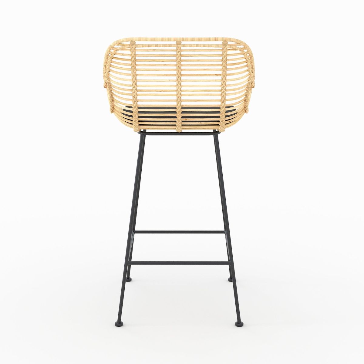 Rendez vous déco Lot de 2 chaises pour îlot central 66 cm en rotin et tissu noir-Pops