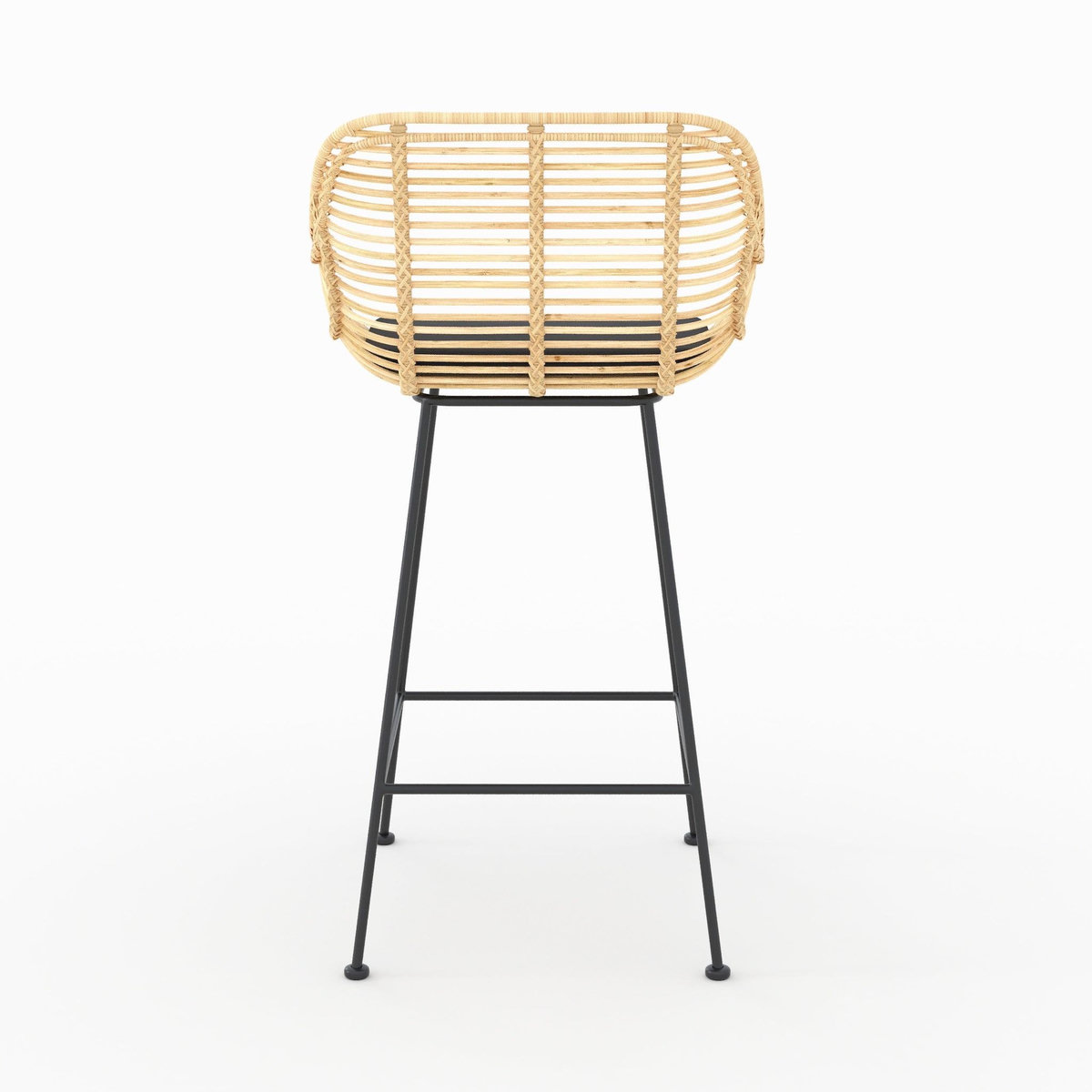 Rendez vous déco Lot de 2 chaises pour îlot central 66 cm en rotin et tissu noir-Pops