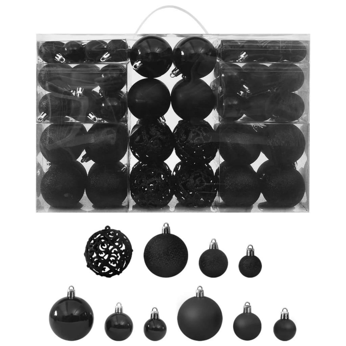 VIDAXL Ensemble de boules de Noël 100 pcs Noir