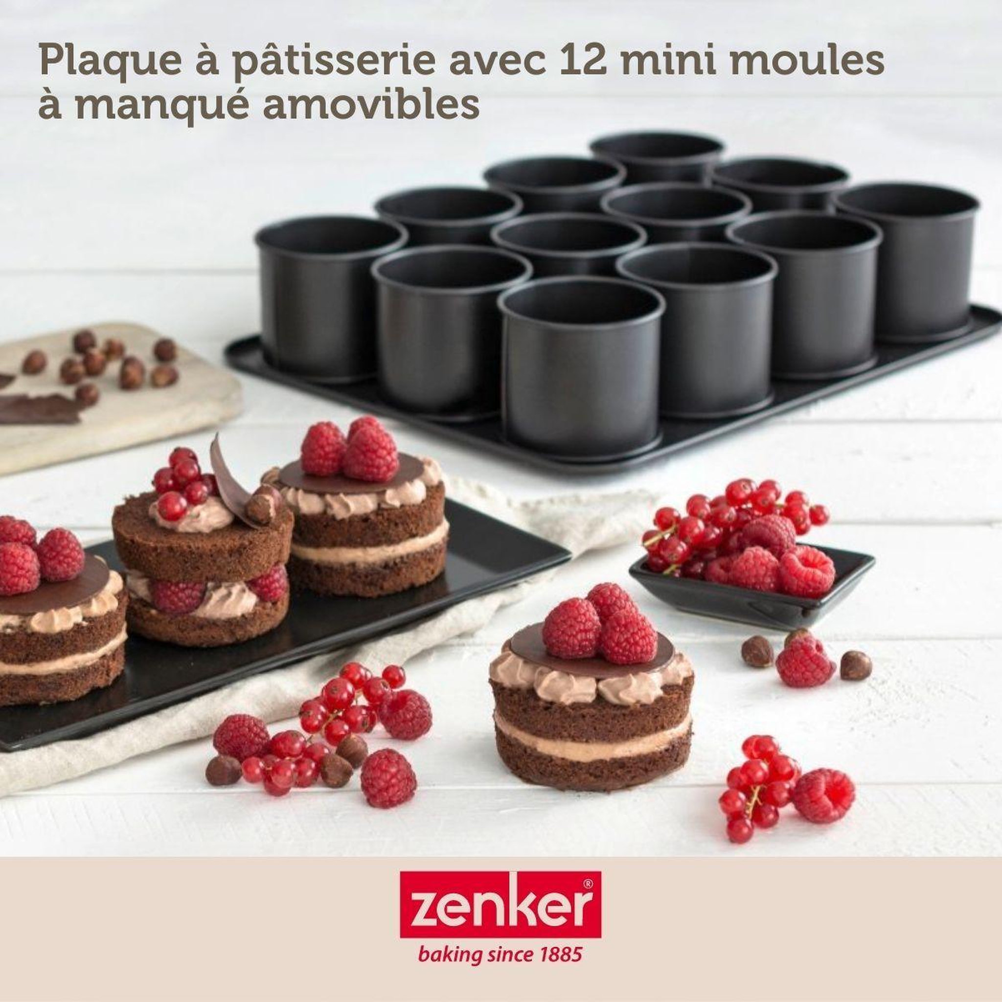 Voir la diapositive 2 : ZENKER Plaque pâtisserie 12 mini moules ronds amovibles 38 x 30 cm Zenker Black Metallic
