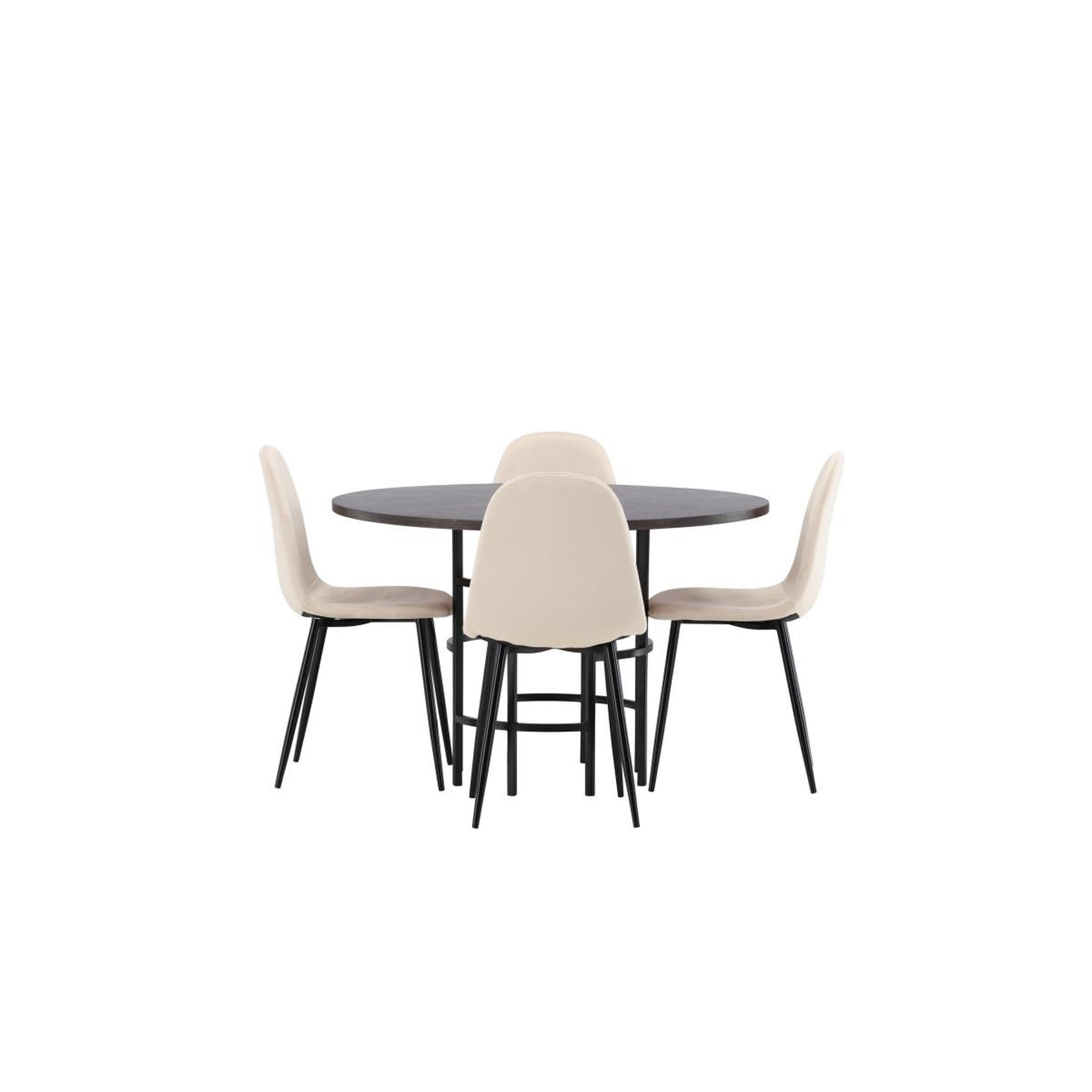 Voir la diapositive 2 : Paris Prix Ensemble table à manger & 4 chaises  copenhagen & polar  115cm marron & beige