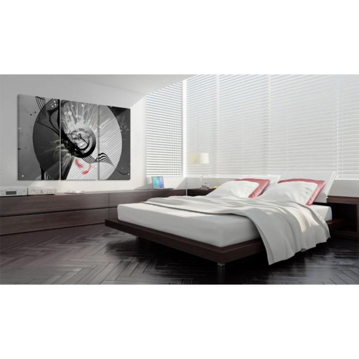 Paris Prix Tableau Imprimé  Cercle Métallique & Plumes Rouges