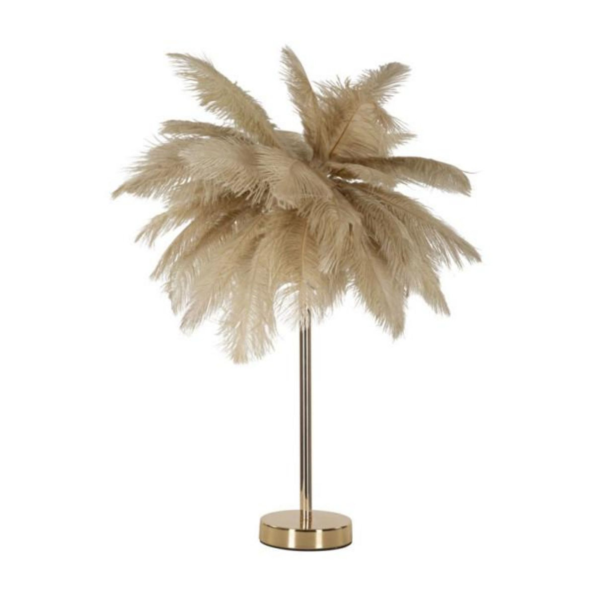 Paris Prix Lampe à Poser Imitation Plume  Palm  60cm Or & Camel