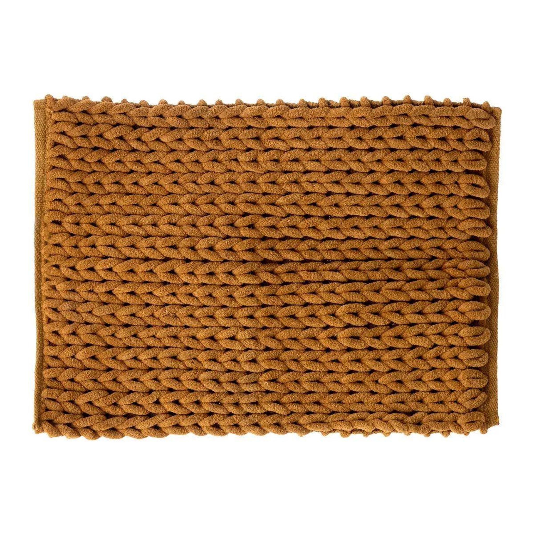 FIVE Tapis salle de bain  tissé épais  50x75cm marron tabac