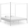 Voir la diapositive 1 : VIDAXL Cadre de lit a baldaquin sans matelas blanc metal 200x200 cm