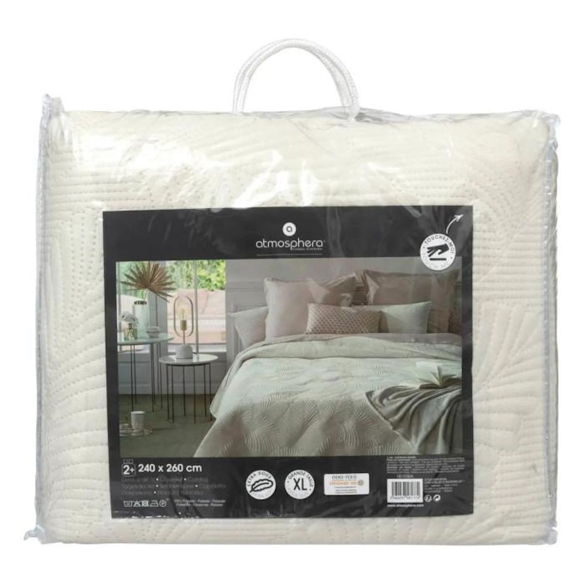 ATMOSPHERA Dessus de Lit  Feuilles  240x260cm Ivoire