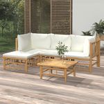 VIDAXL Salon de jardin 5 pcs avec coussins blanc creme bambou