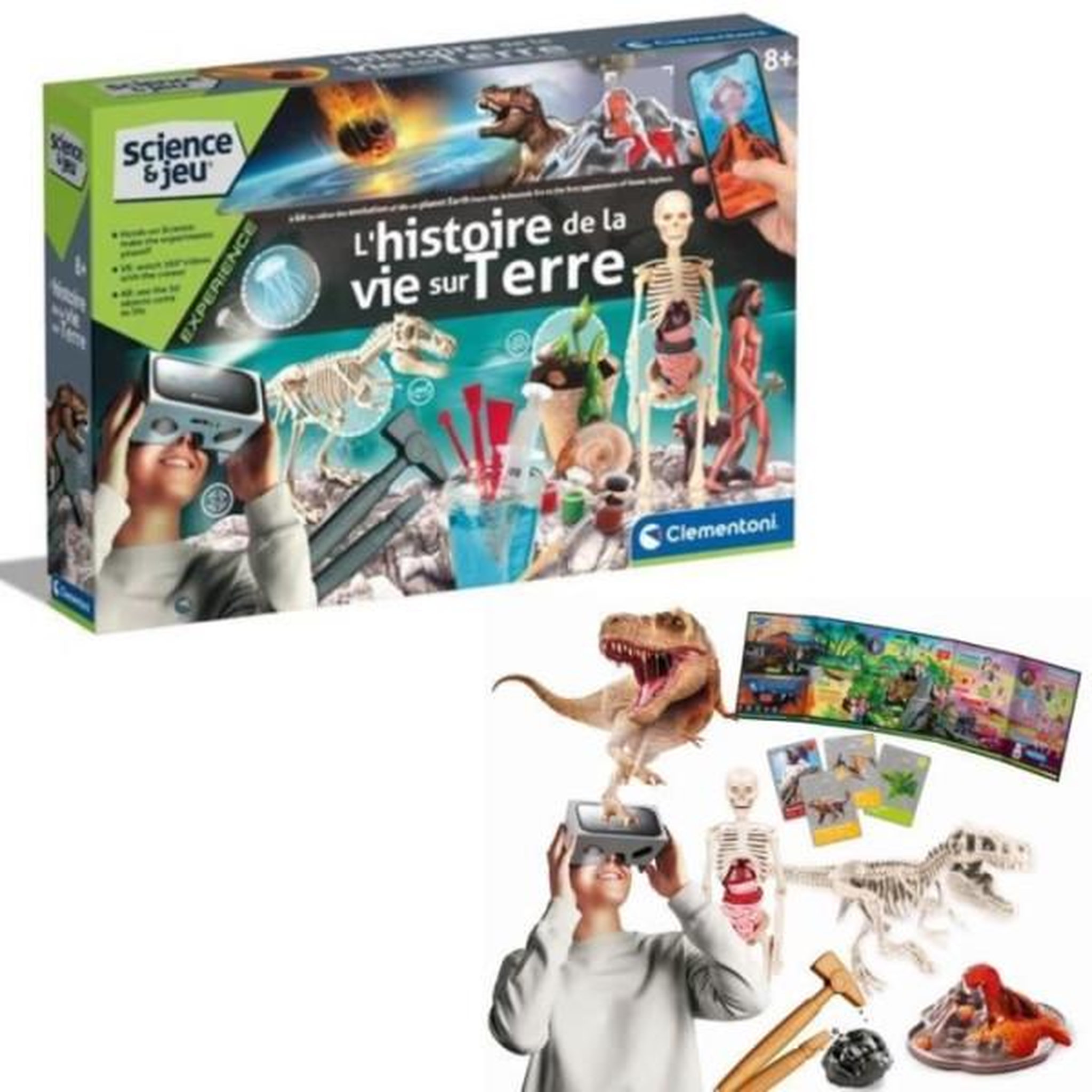 CLEMENTONI Clementoni - Sciences et jeu - L'histoire de la vie sur Terre - Réalité Virtuelle - Plus de 50 expériences - Fabriqué en Ita