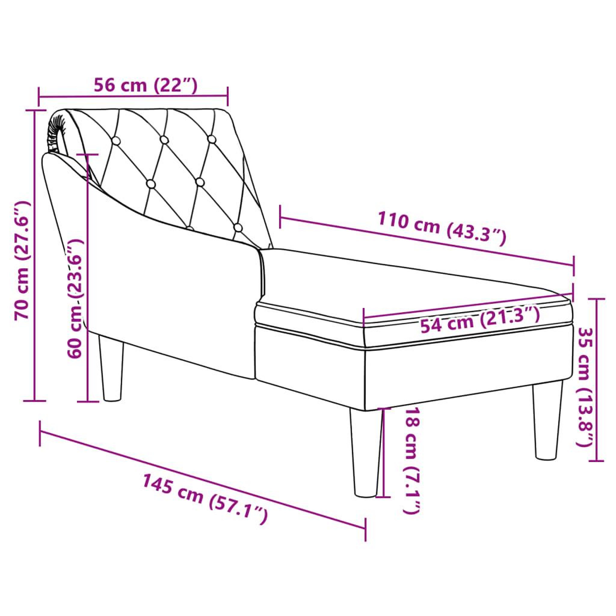 Voir la diapositive 6 : VIDAXL Fauteuil long avec coussin et accoudoir droit gris clair tissu
