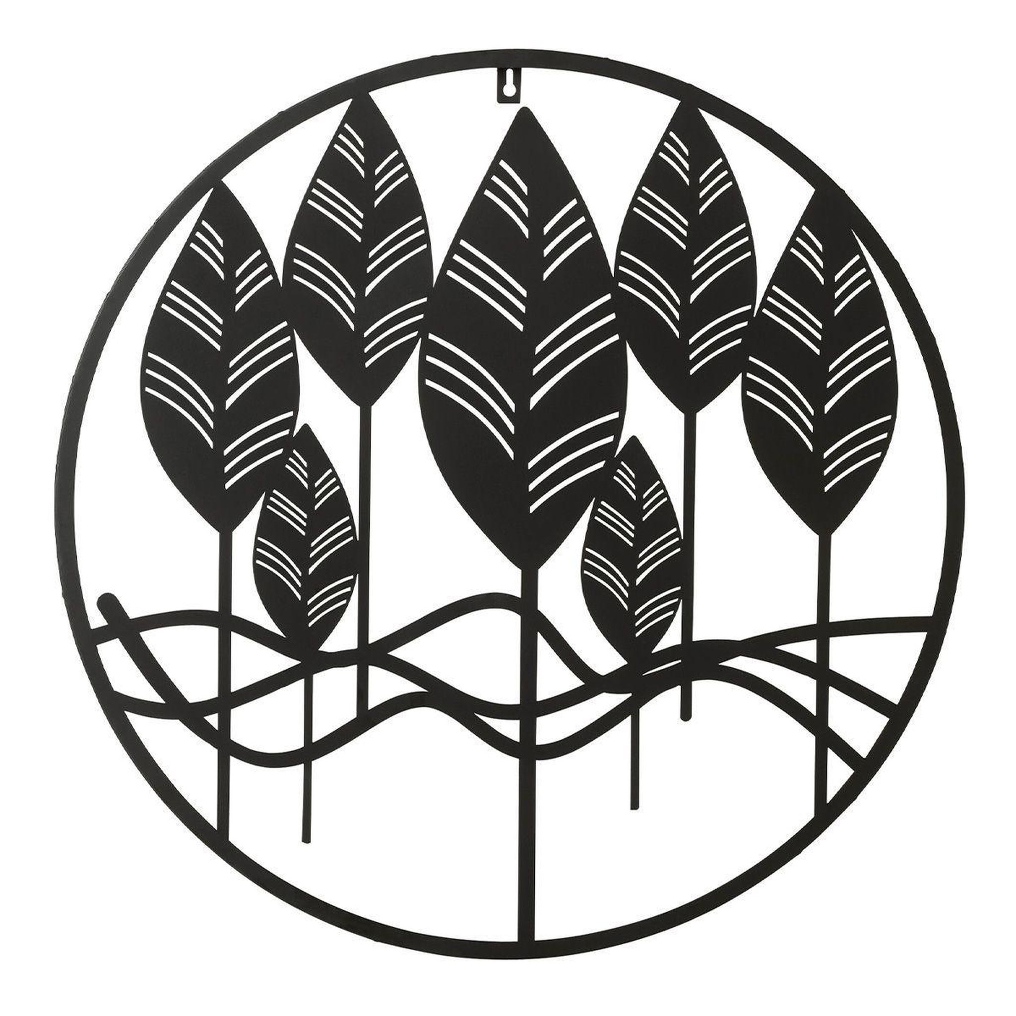 Voir la diapositive 1 : J-LINE Décoration Murale en Métal  Feuilles  60cm Noir
