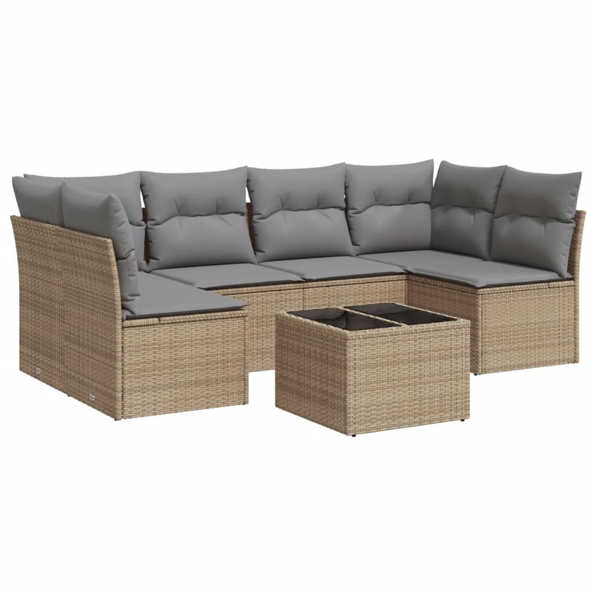 Voir la diapositive 2 : VIDAXL Salon de jardin avec coussins 7 pcs beige resine tressee