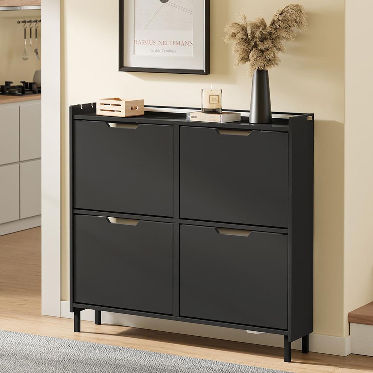 SOBUY Armoire à chaussures pliante Noir 97x46x93cm FSR100-E-SCH
