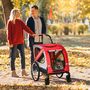 Voir la diapositive 2 : PAWHUT Remorque vélo jogger 2 en 1 pour animaux drapeau roue avant pivotante réflecteurs rouge gris