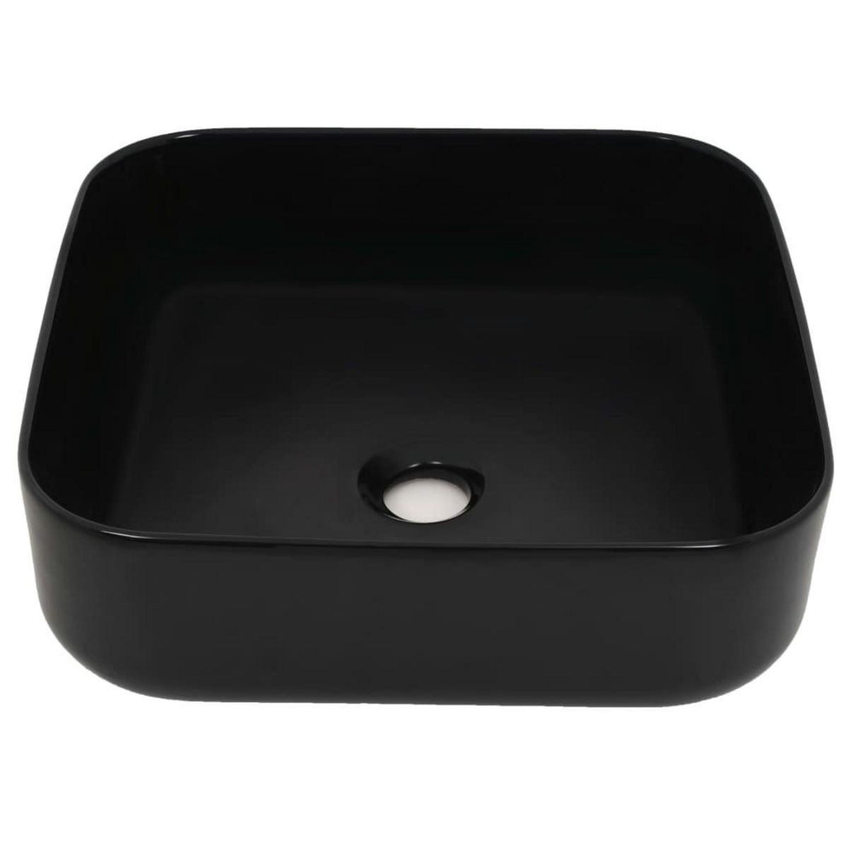 VIDAXL Lavabo carre Ceramique Noir 38 x 38 x 13,5 cm