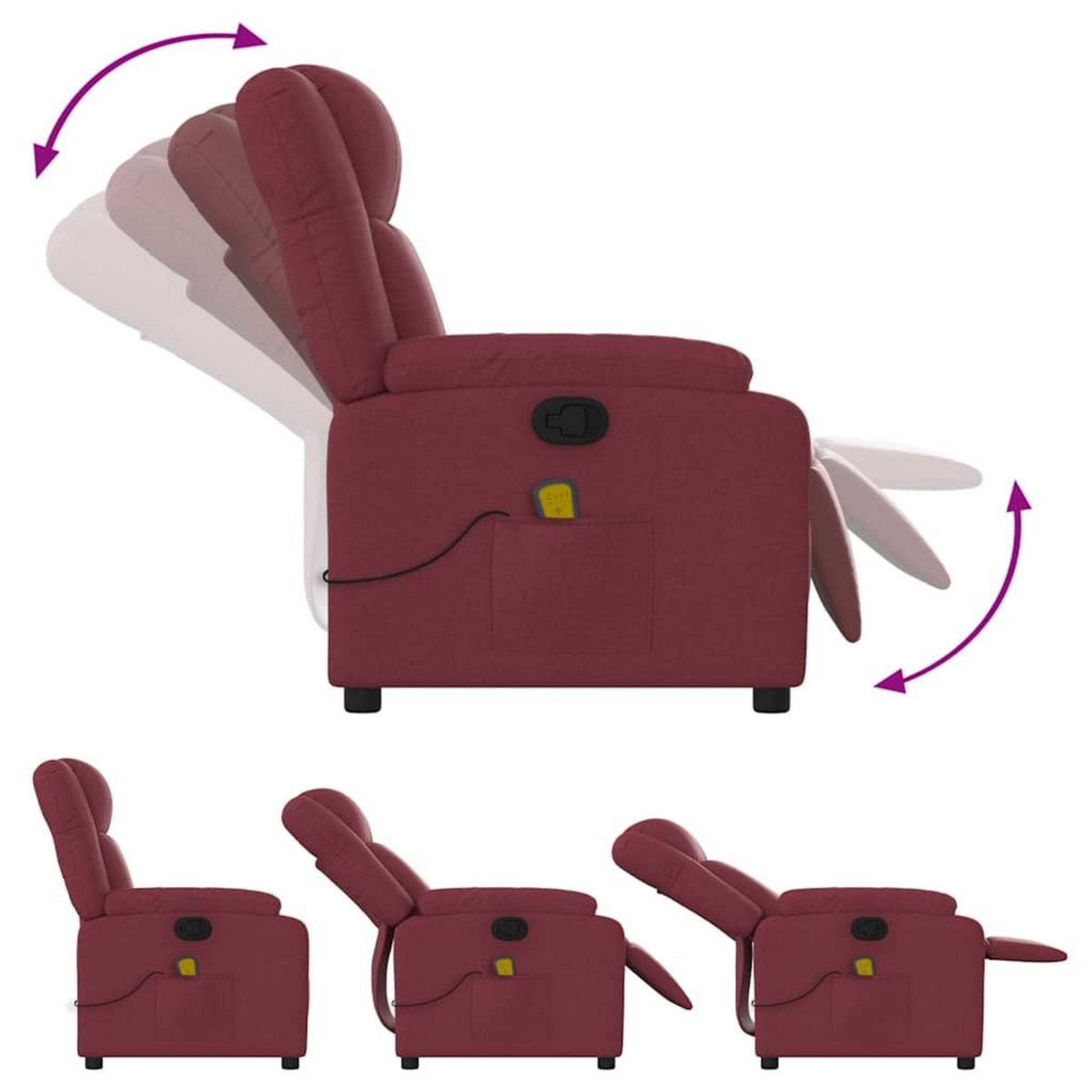 VIDAXL Fauteuil de massage inclinable Rouge bordeaux Tissu