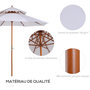 Voir la diapositive 2 : OUTSUNNY Parasol en bois peuplier droit 2 toits polyester 180 g/m² dia. 2,65 x 2,64H m blanc